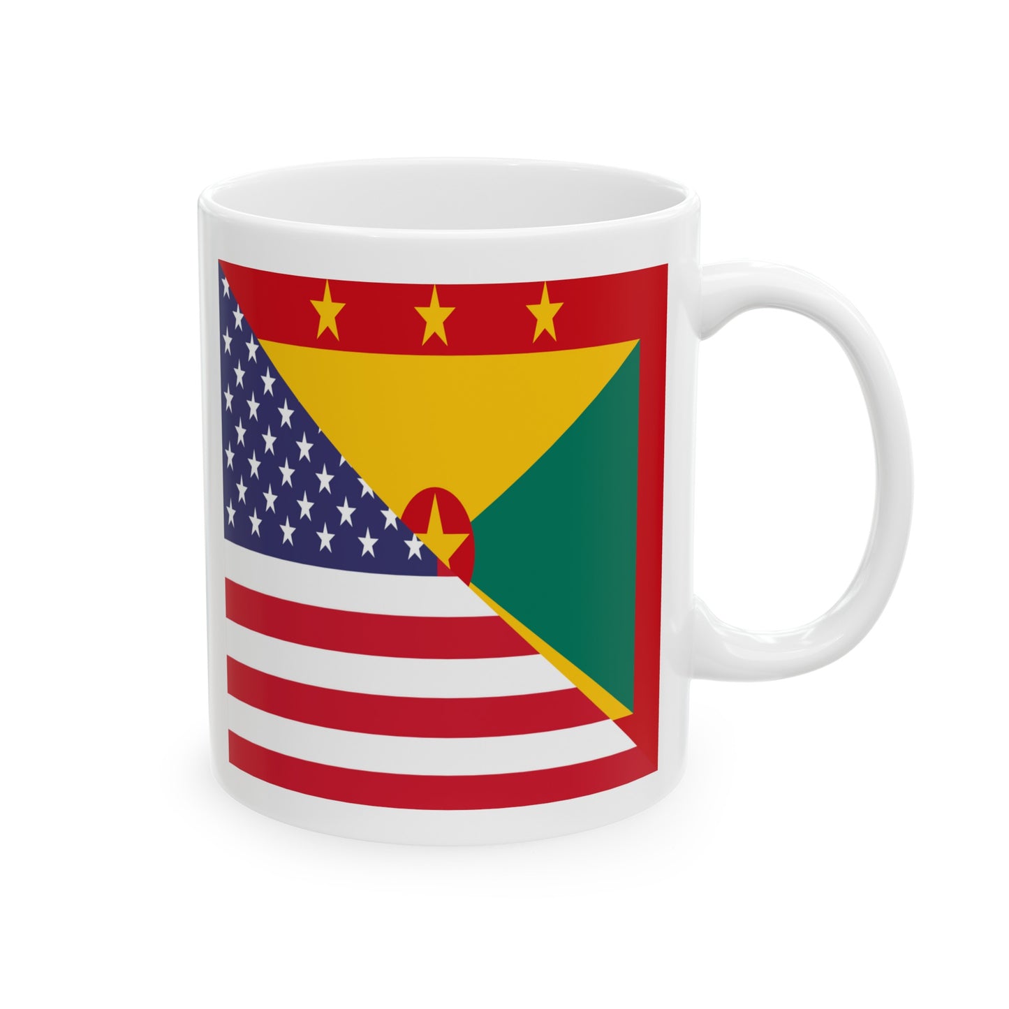 Grenadan American Flag Half Grenada USA Ceramic Mug 11oz, 15oz Cup