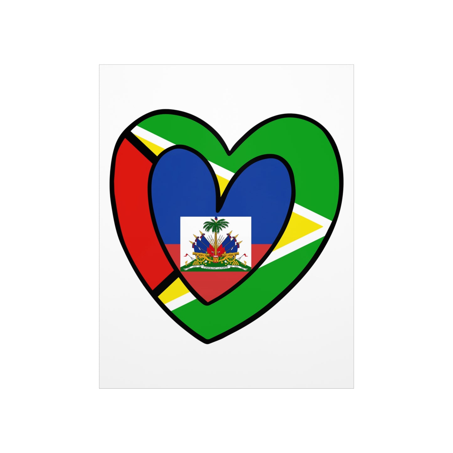 Guyanese Haitian Flag Inner Heart Guyana Haiti  Premium Matte Poster