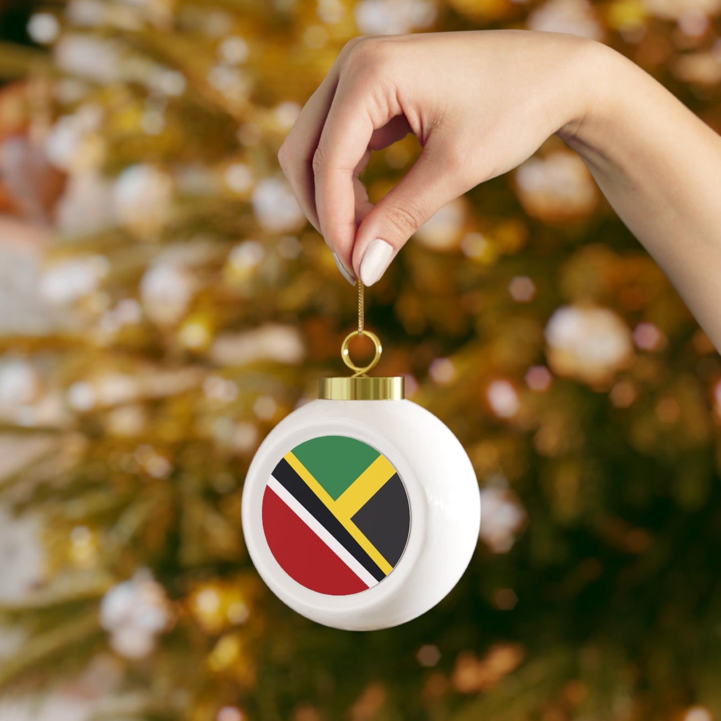 Trini Jamaican Flag | Trinidad Jamaica Flag Christmas Tree Ball Ornament