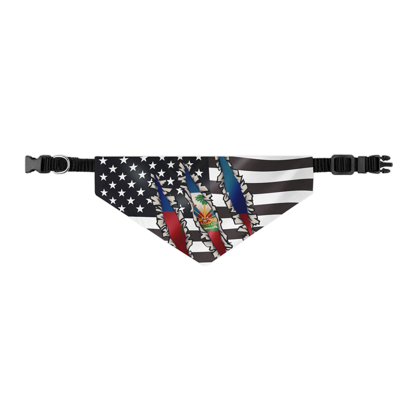 Haitian - American Flag Pet Bandana Collar | USA US Haiti Caribbean Dog Cat