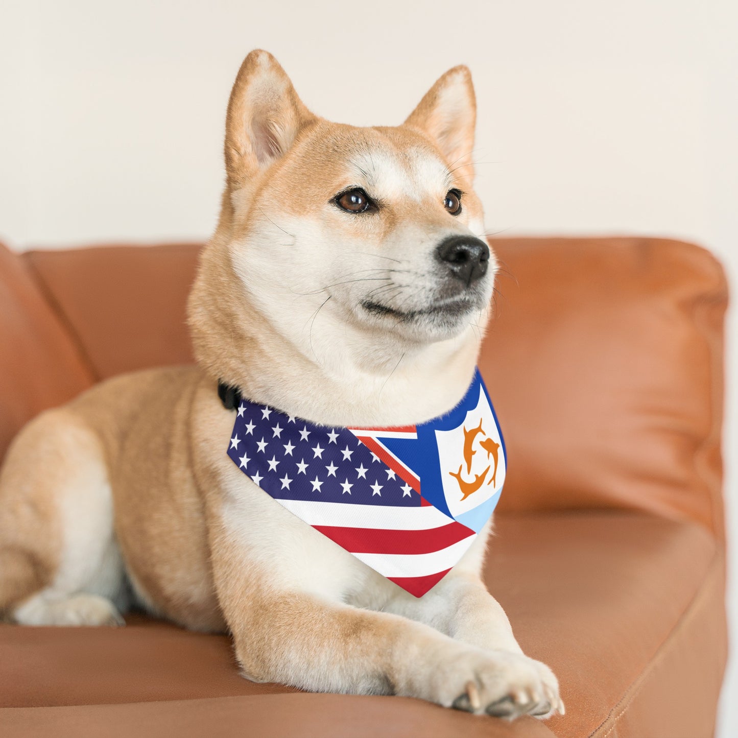 Anguilla American Flag Pet Bandana Collar | Anguillan Dog Cat Animal