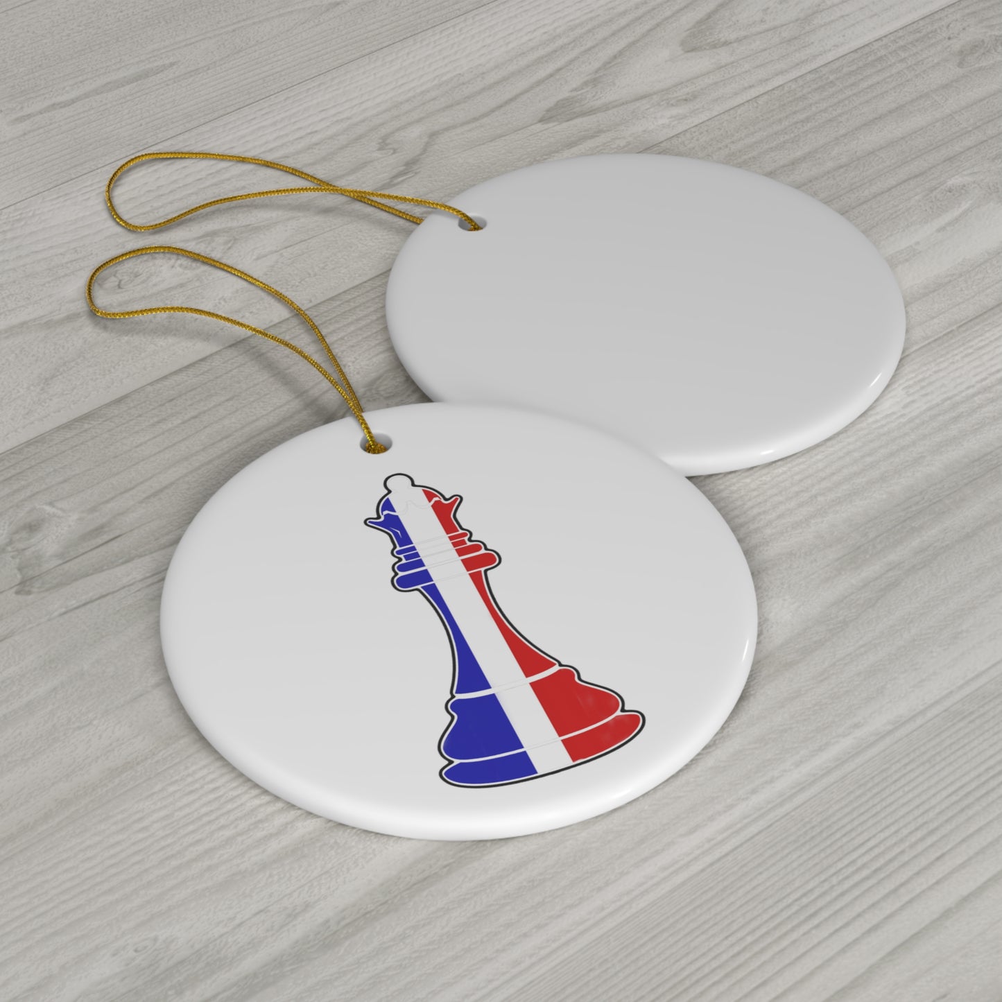 French Queen Flag Chess Piece France Ceramic Ornament | Christmas Tree Ornaments