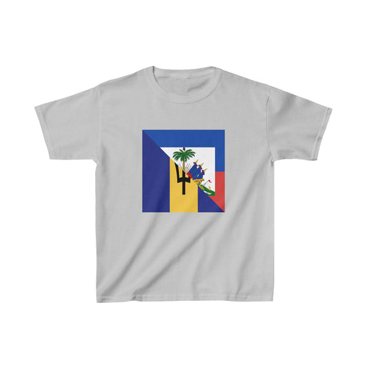 Kids Barbados Haiti Flag T-Shirt | Unisex Bajan Haitian Tee Shirt