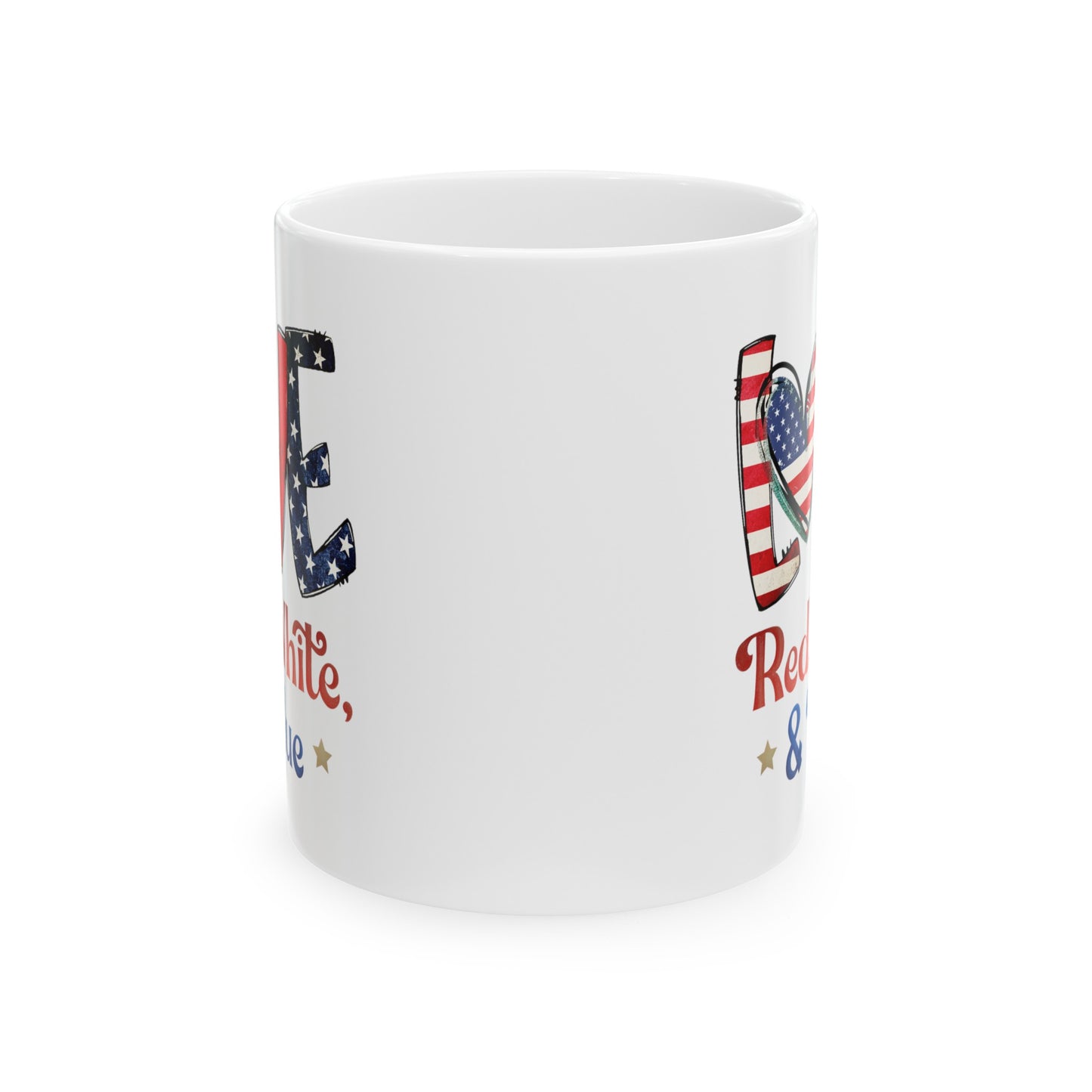 Love Red White And Blue Ceramic Mug 11oz, 15oz Cup