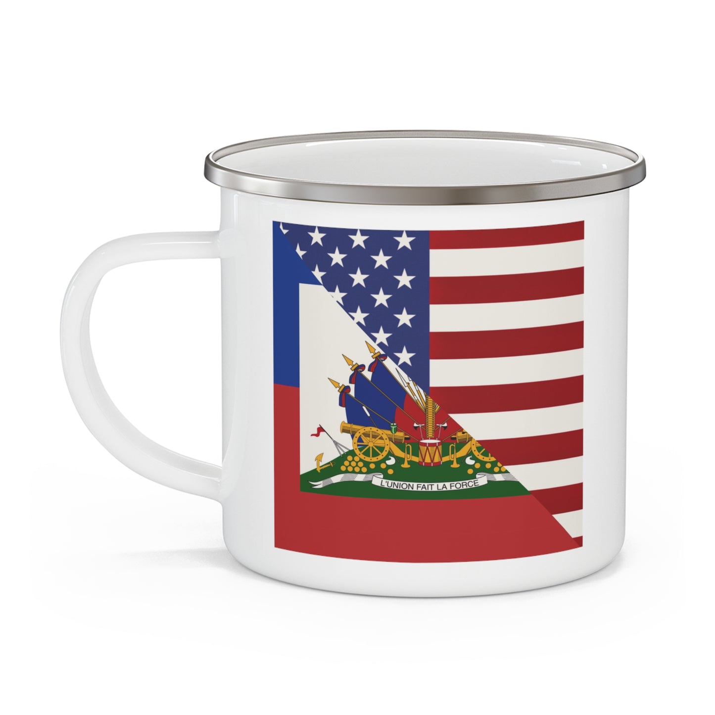 Haiti America Flag | Half Haitian American Flag Ayiti 12oz Enamel Mug