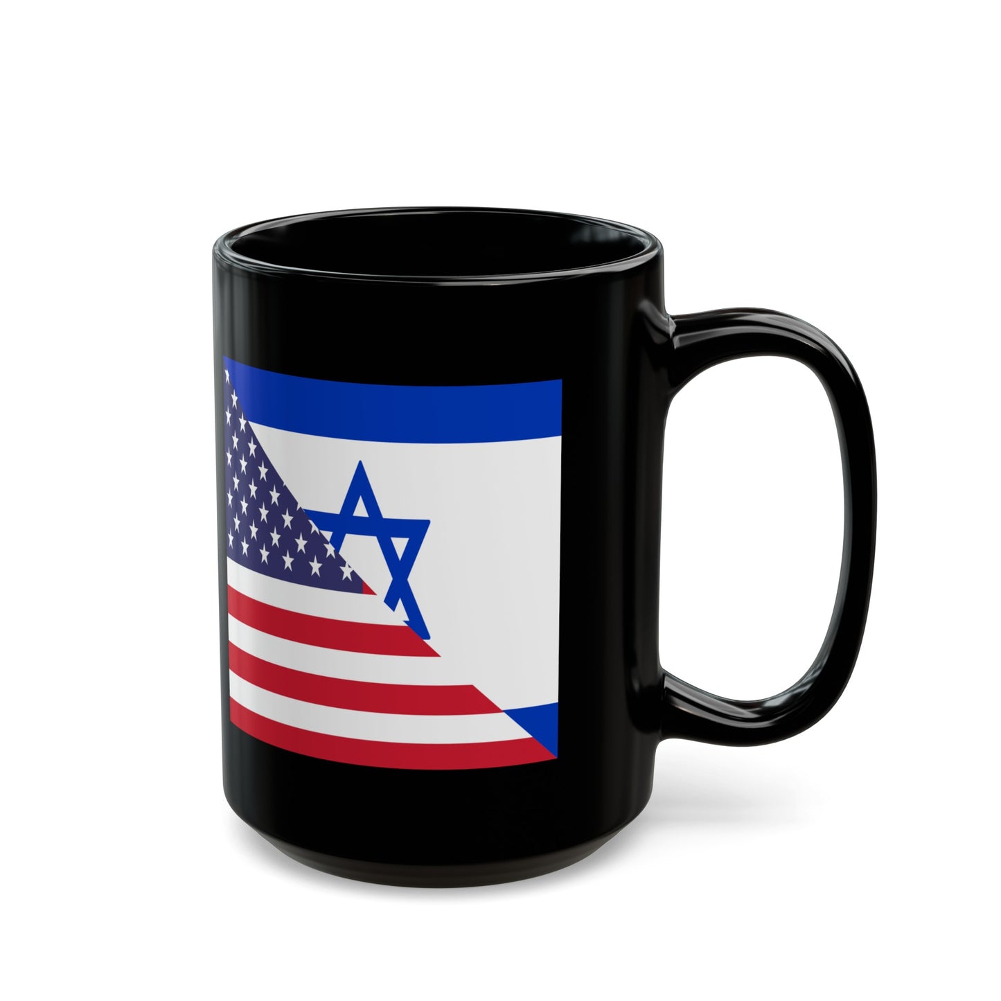 Israel American Flag Half Israeli USA Black Mug (11oz, 15oz)