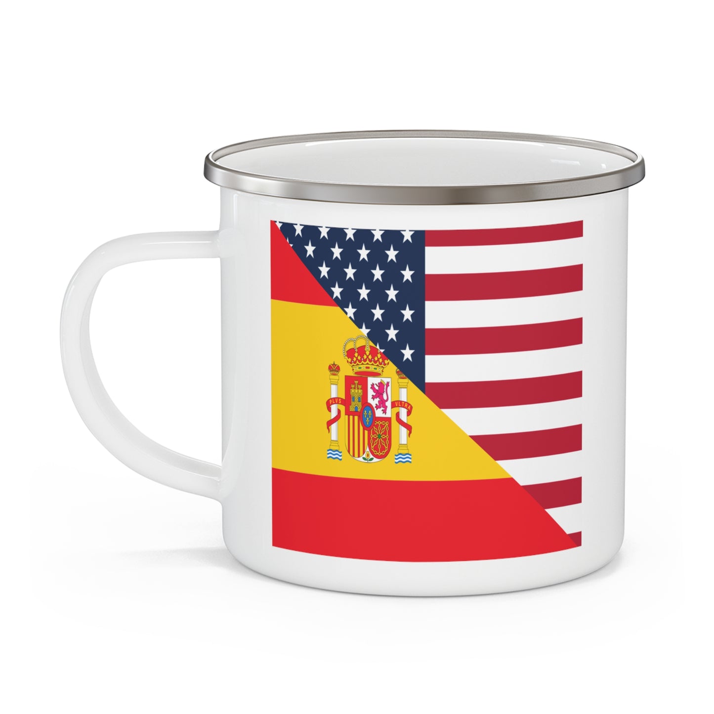 Spain American Flag Half Spanish USA 12oz Enamel Mug