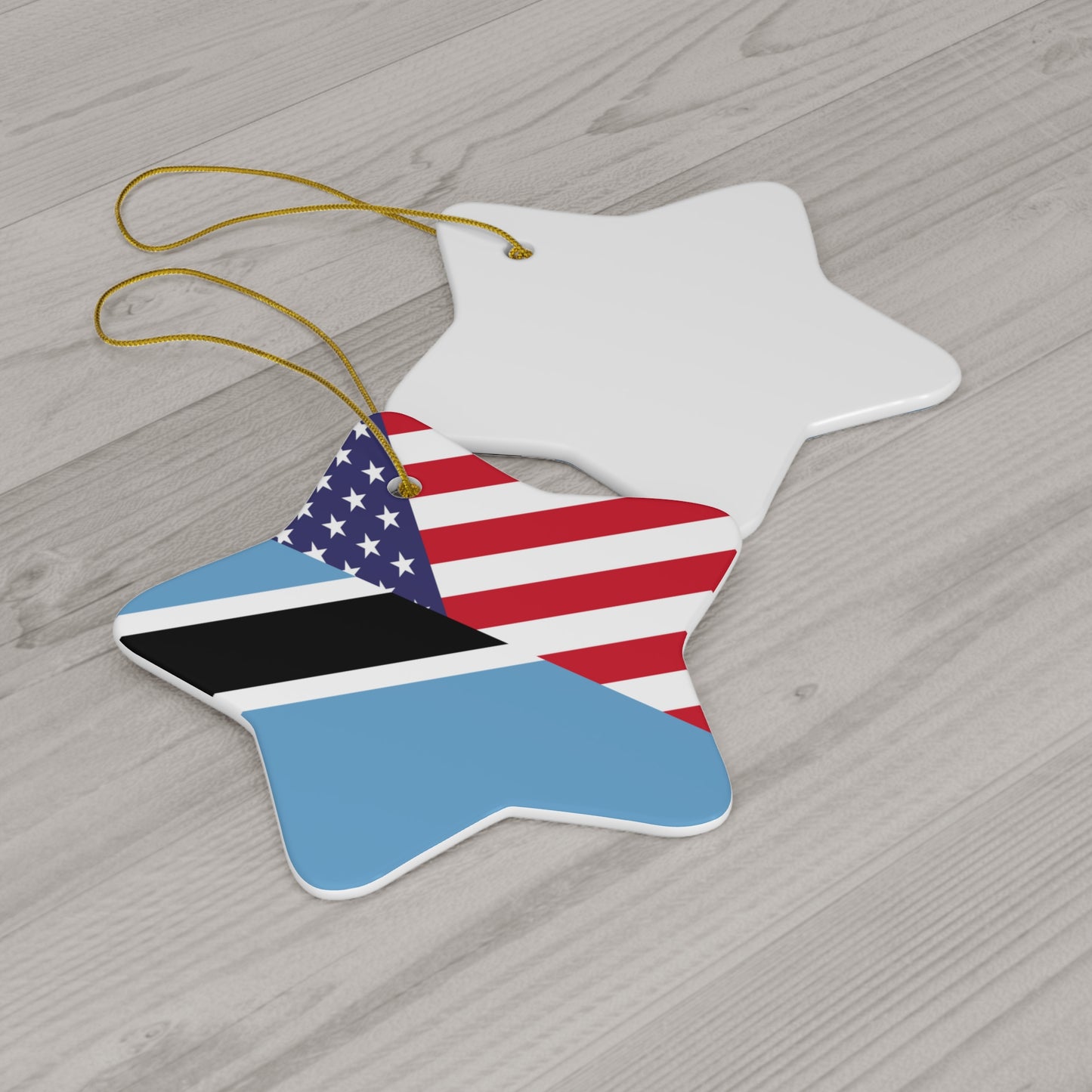 Botswana American Flag USA Ceramic Ornament | Christmas Tree Ornaments