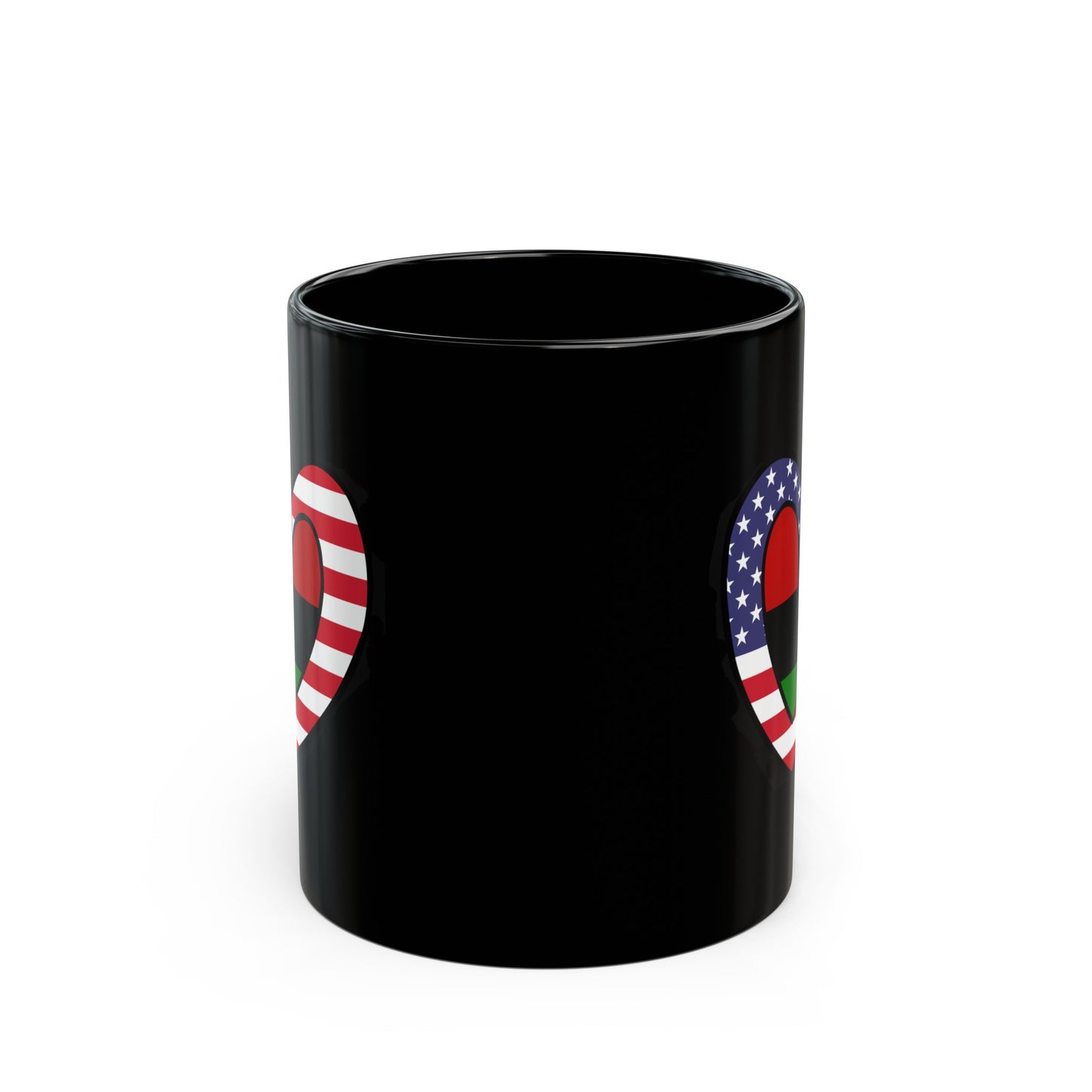 American Pan African Flag Inner Heart USA Black Black Mug (11oz, 15oz)