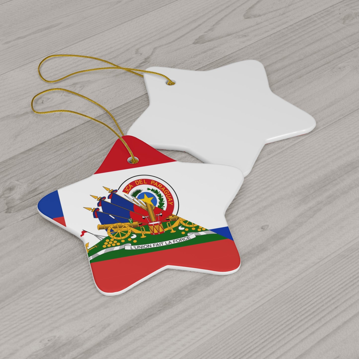 Haitian Paraguayan Flag | Haiti Paraguay Ceramic Ornament | Christmas Tree Ornaments