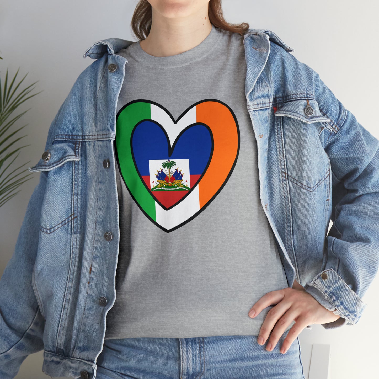 Haitian Irish Flag Heart Half Haiti Ireland T-Shirt | Unisex Tee Shirt