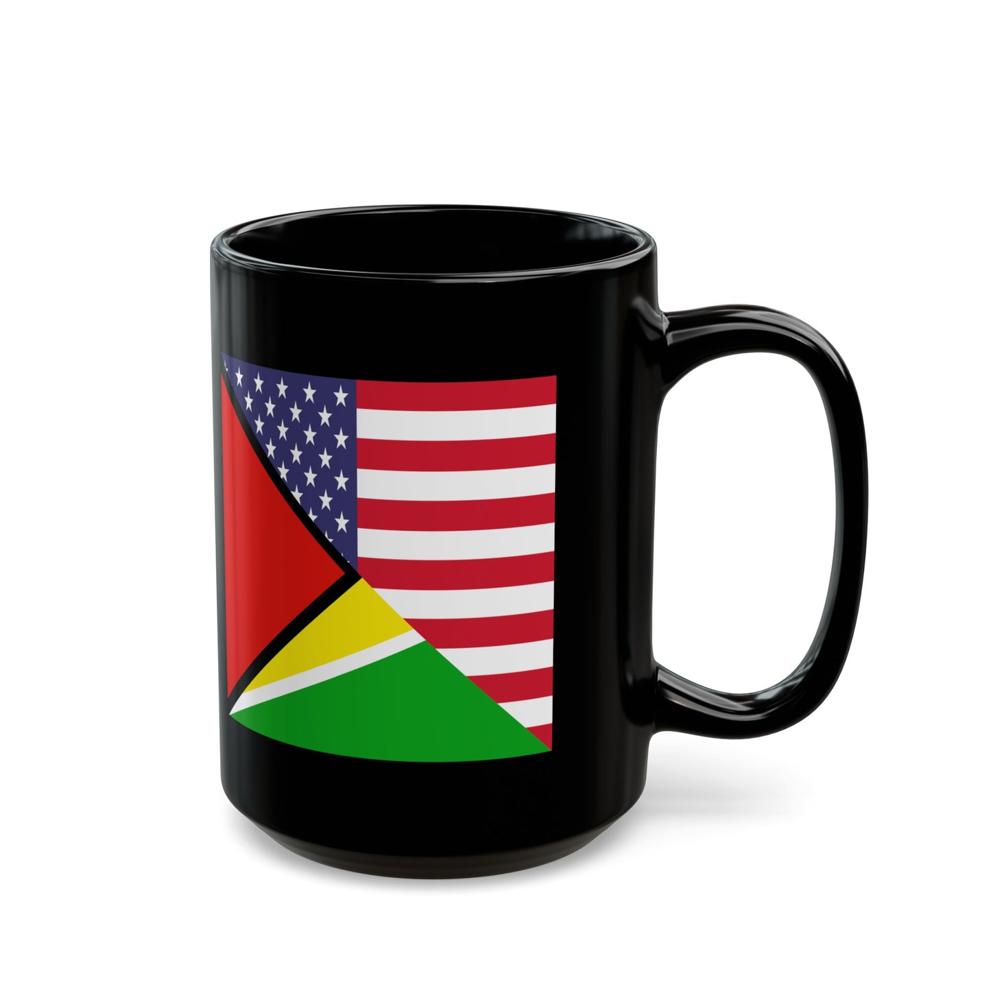 Guyana American Flag Half Guyanese USA Black Mug (11oz, 15oz)