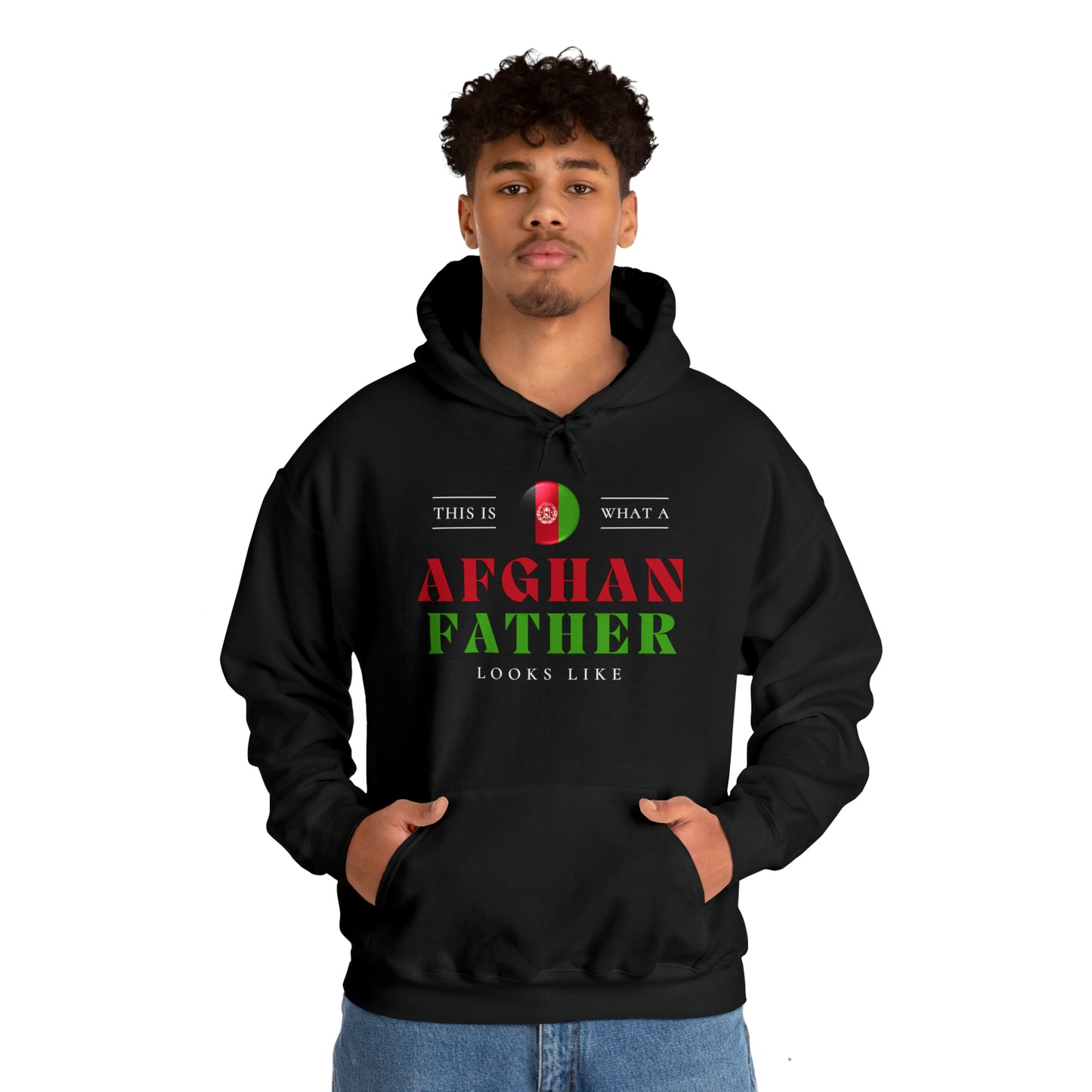 Afghan Father Looks Like Afghanistan Flag Fathers Day Hoodie | Unisex Pullover Hooded Sweatshirt