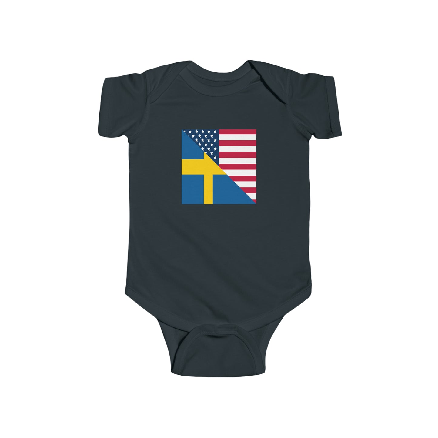 Swedish American Flag Baby Bodysuit | Unisex Sweden USA Newborn Boy Girl