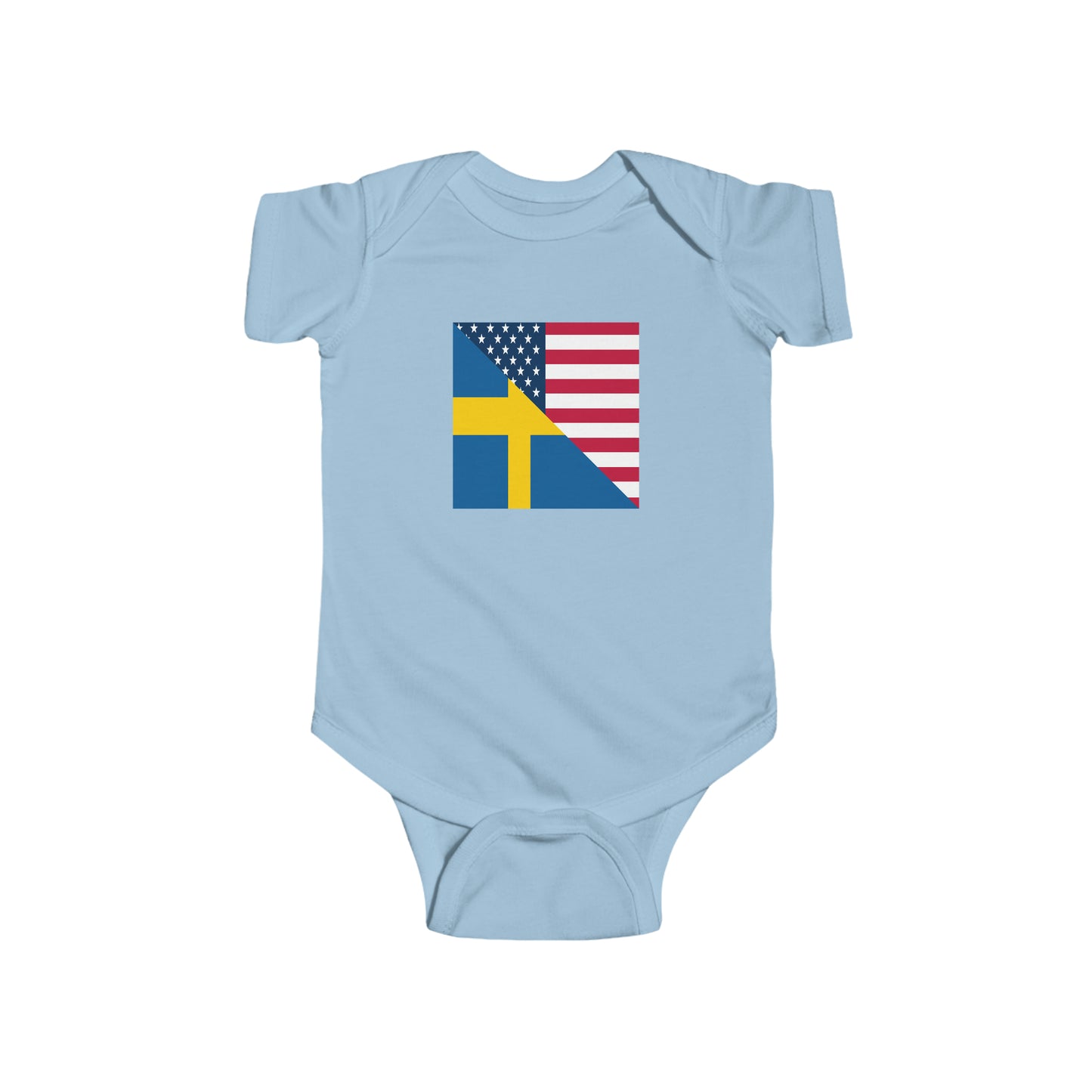 Swedish American Flag Baby Bodysuit | Unisex Sweden USA Newborn Boy Girl