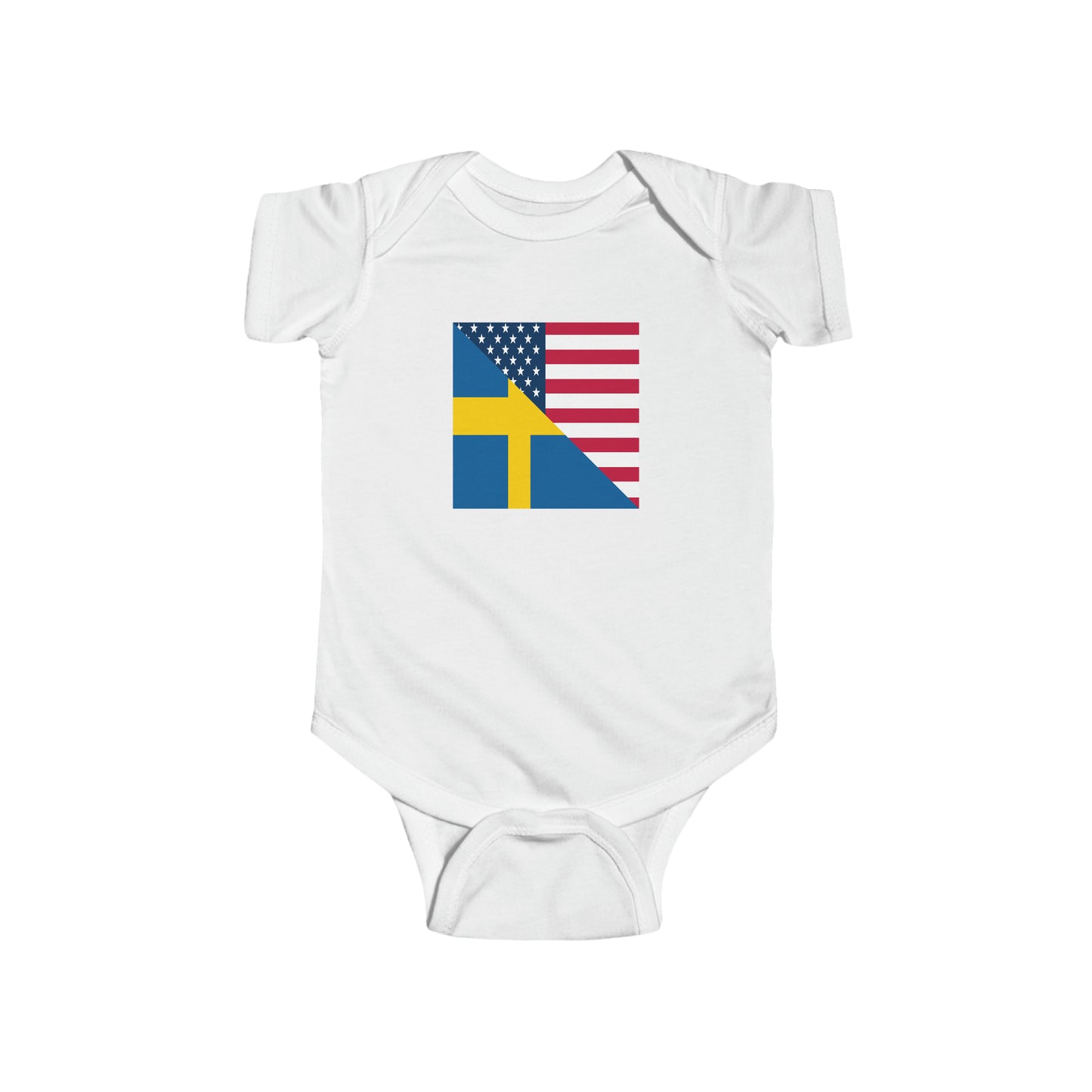 Swedish American Flag Baby Bodysuit | Unisex Sweden USA Newborn Boy Girl