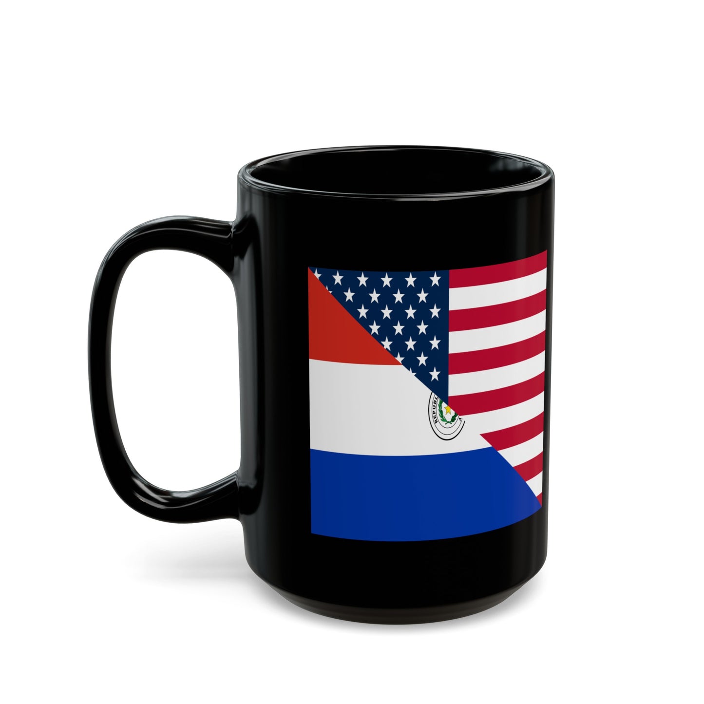 Paraguay American Flag Half Paraguyan USA Black Mug (11oz, 15oz)