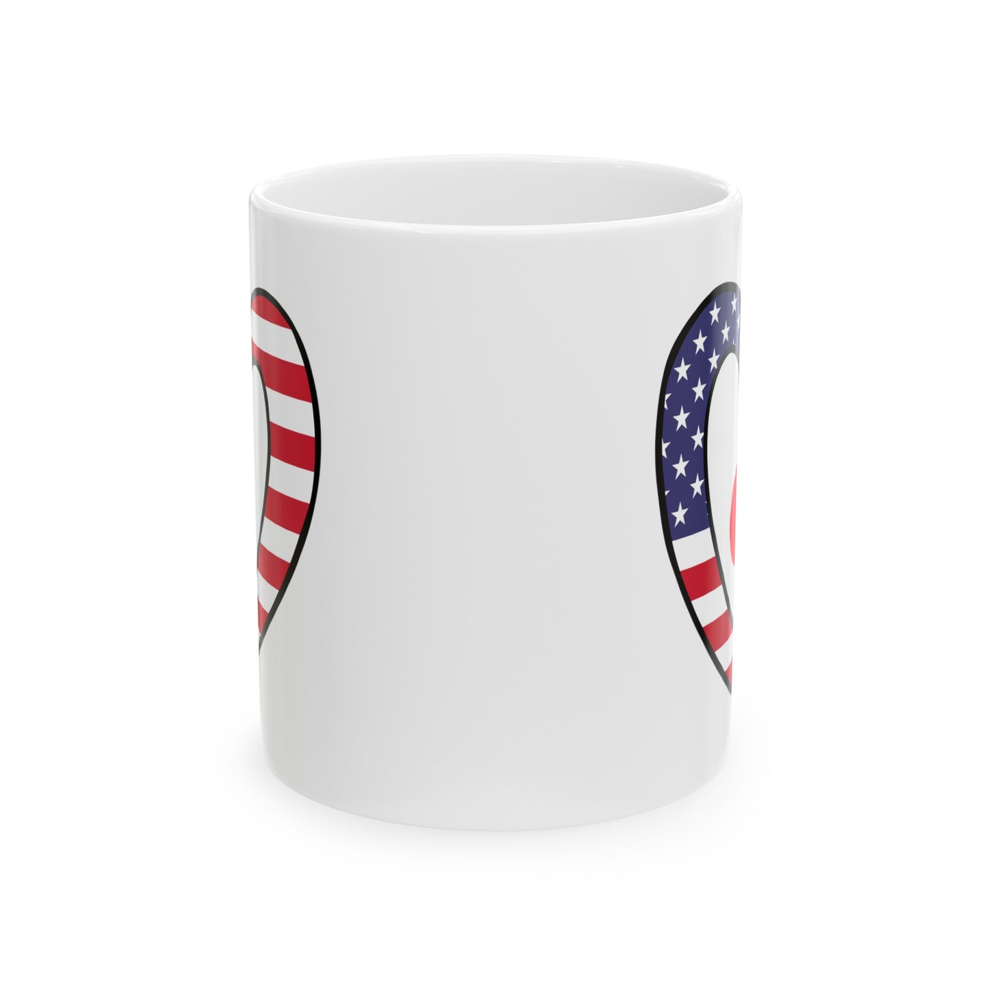 Japanese American Heart Valentines Day Gift Half Japan USA Flag Ceramic Mug 11oz, 15oz Cup