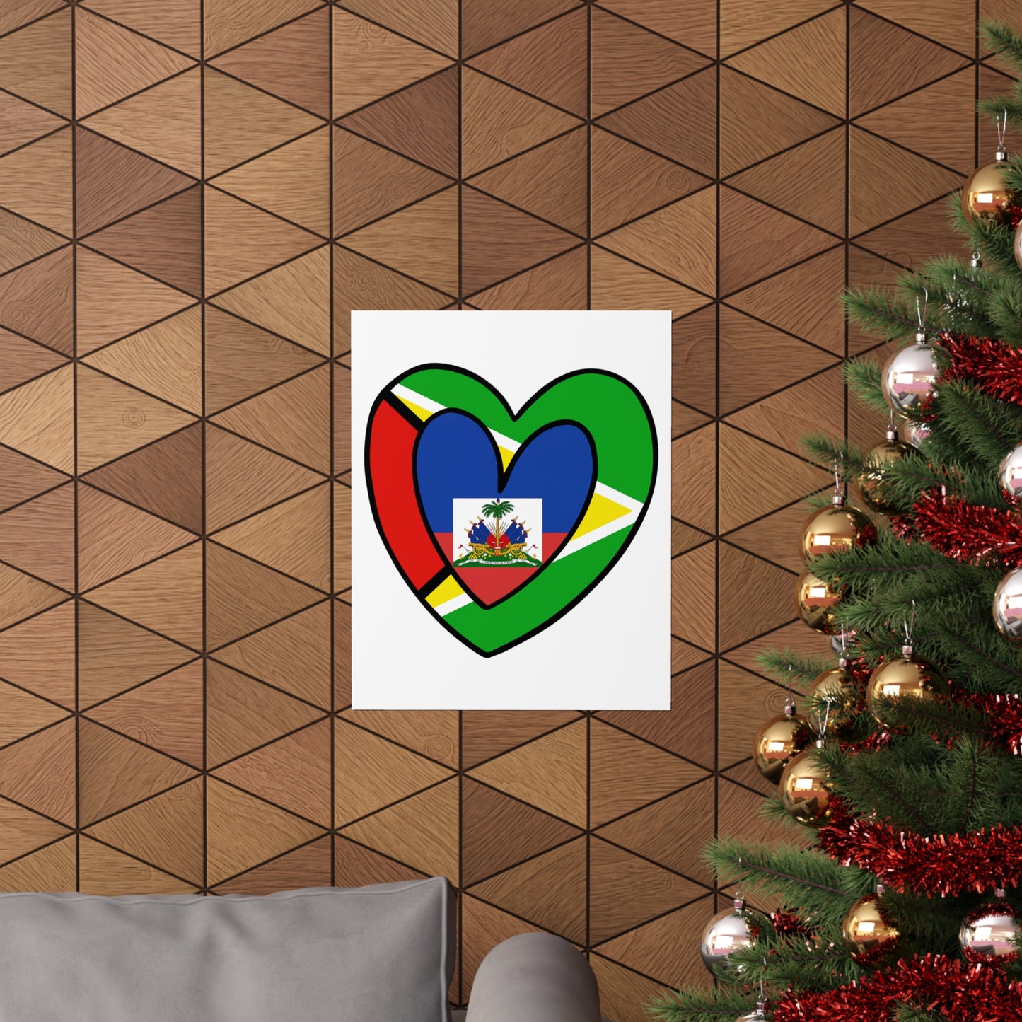 Guyanese Haitian Flag Inner Heart Guyana Haiti  Premium Matte Poster