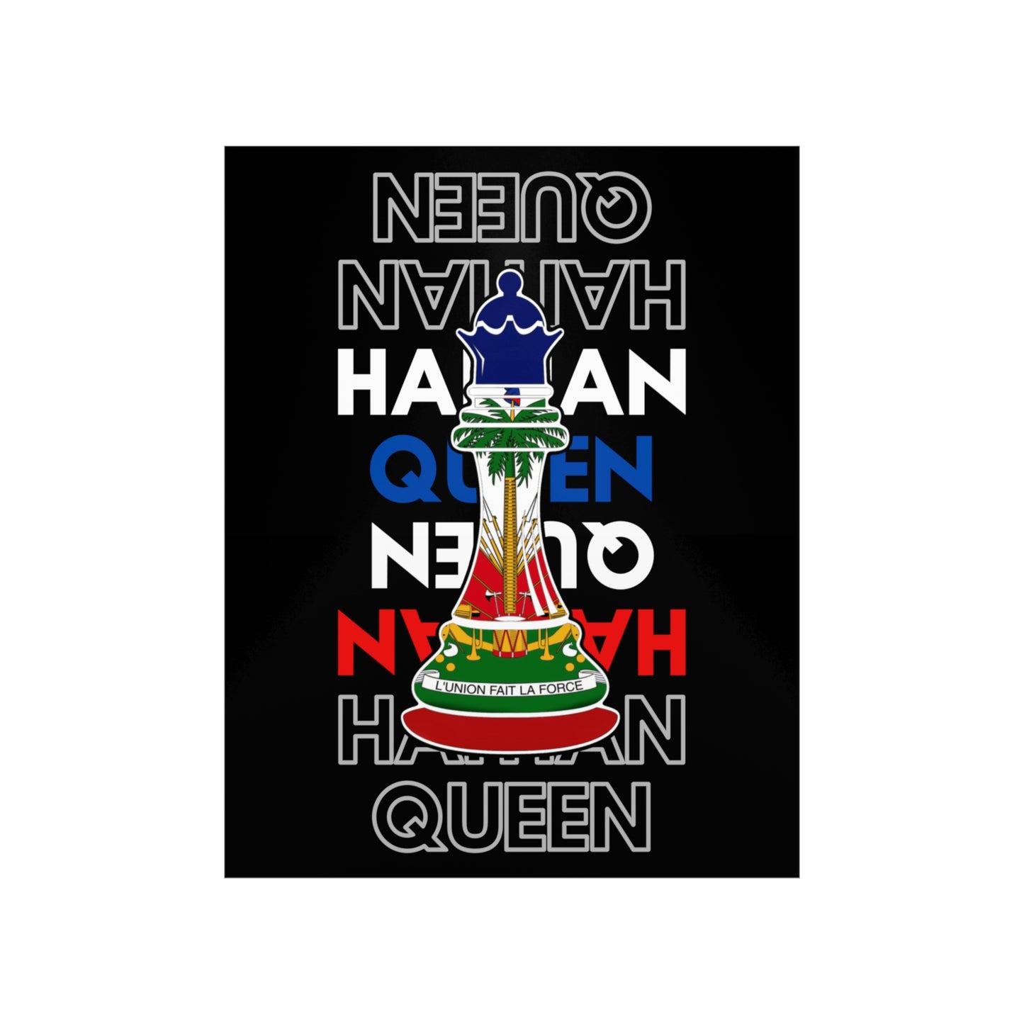 Haitian Queen Chess Piece Text | Haiti Flag Premium Matte Poster