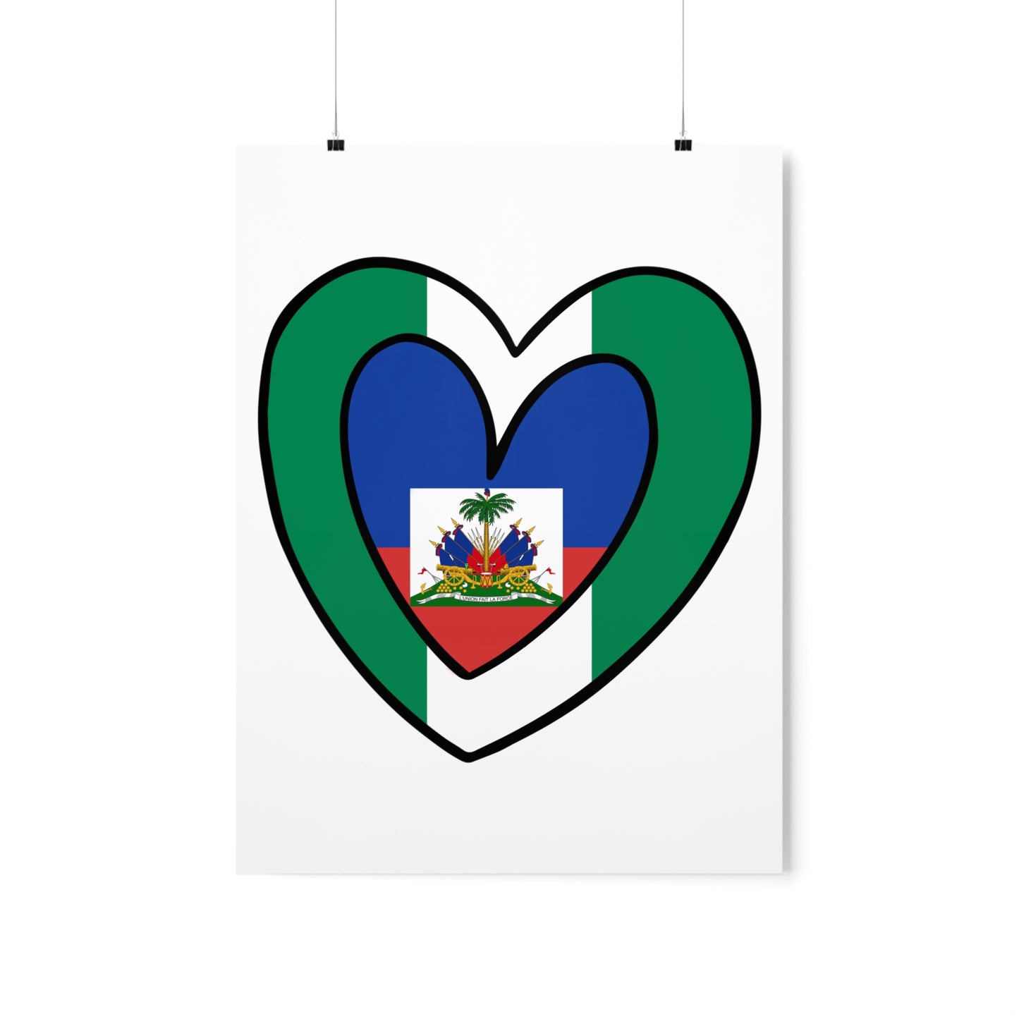 Nigerian Haitian Flag Inner Heart Nigeria Haiti  Premium Matte Poster