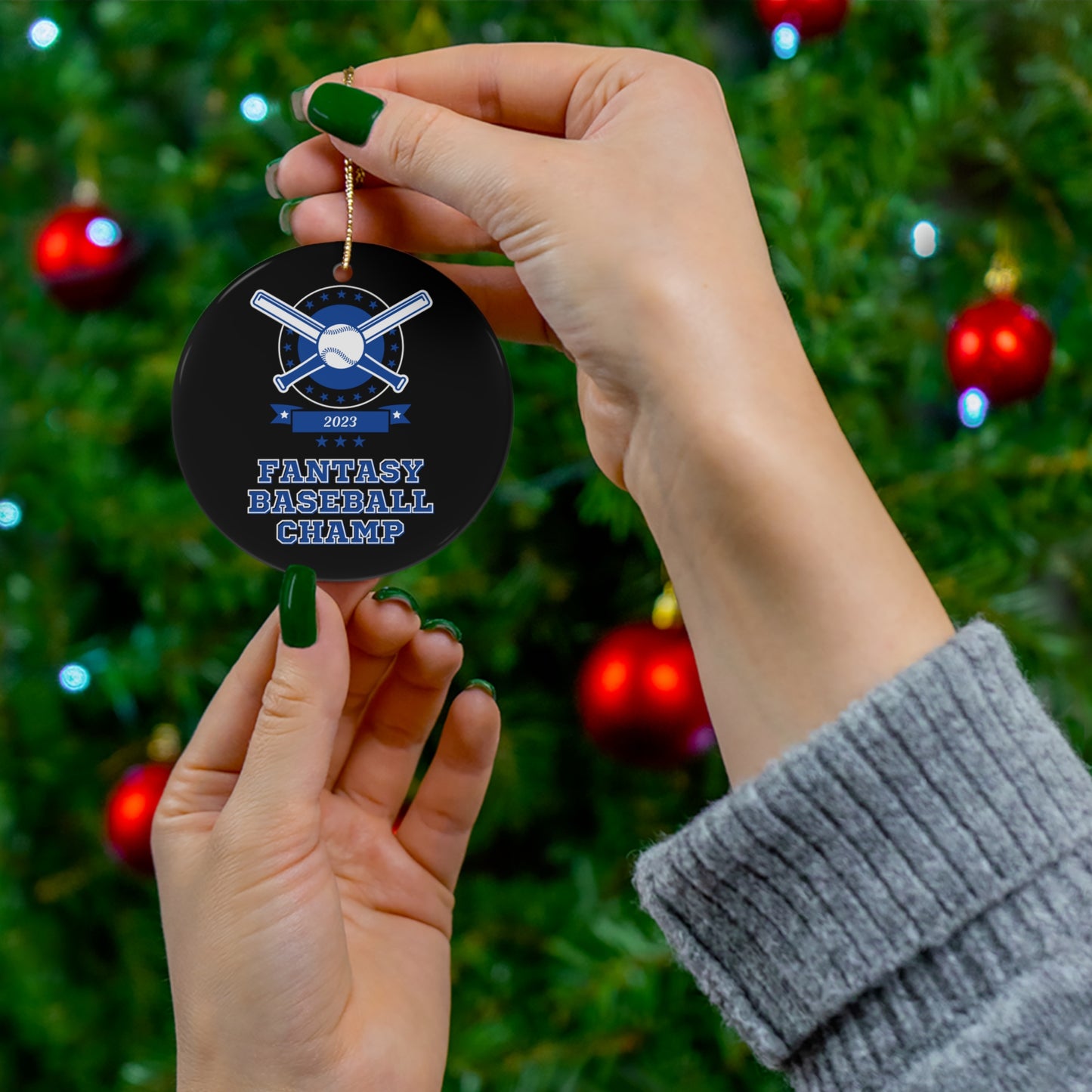 Fantasy Baseball 2023 Champion Fantasy League Champ Ceramic Ornament | Christmas Tree Ornaments