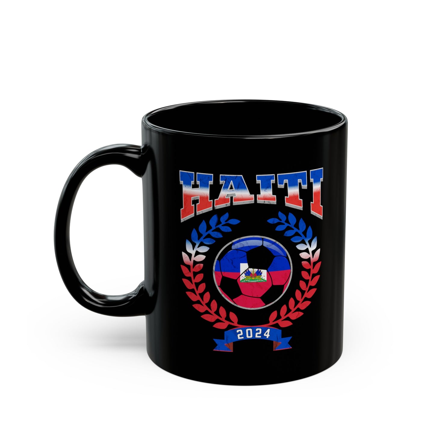 Haiti 2024 Soccer Football Championship Games Haitian Team Black Mug (11oz, 15oz)