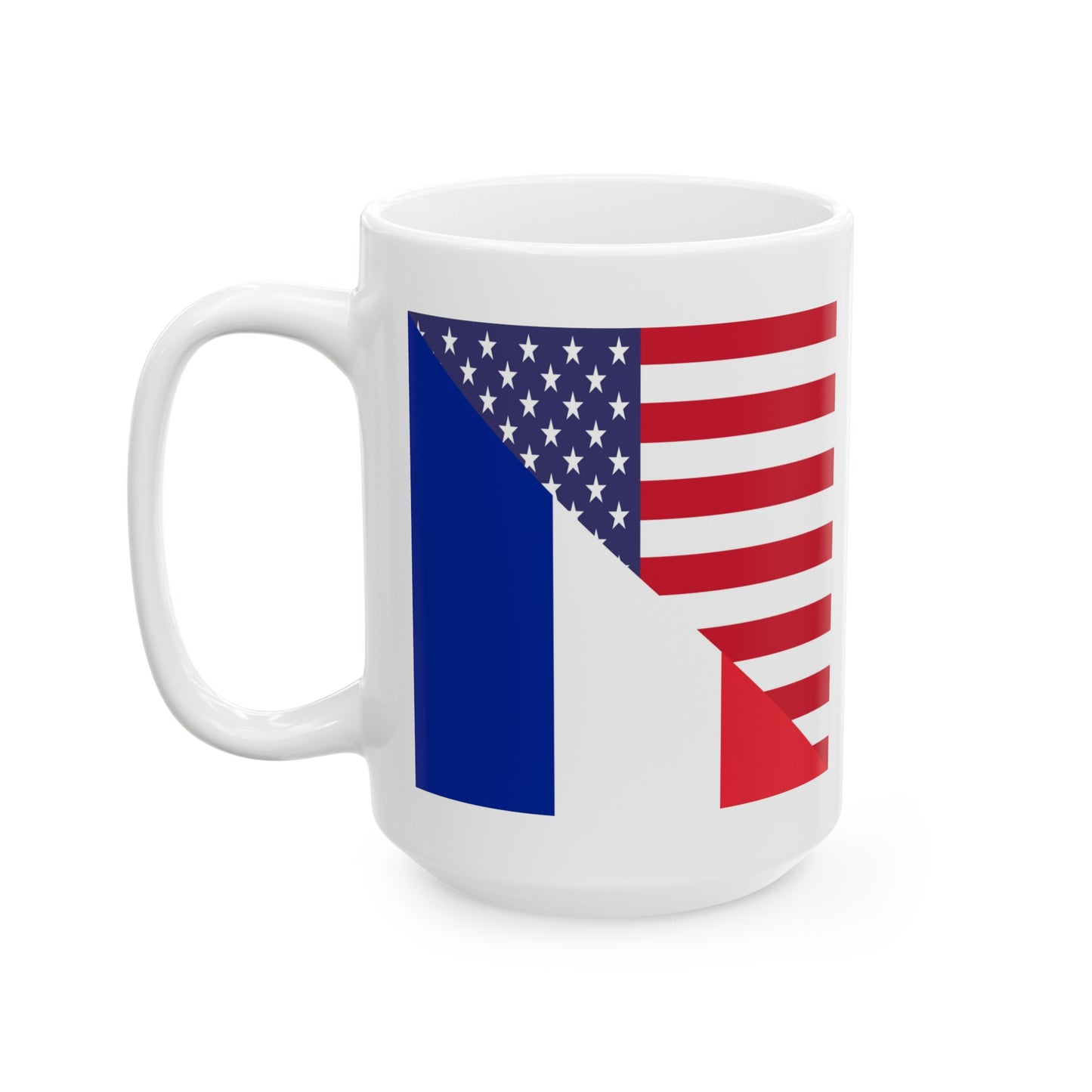 French American Flag France USA Ceramic Mug 11oz, 15oz Cup