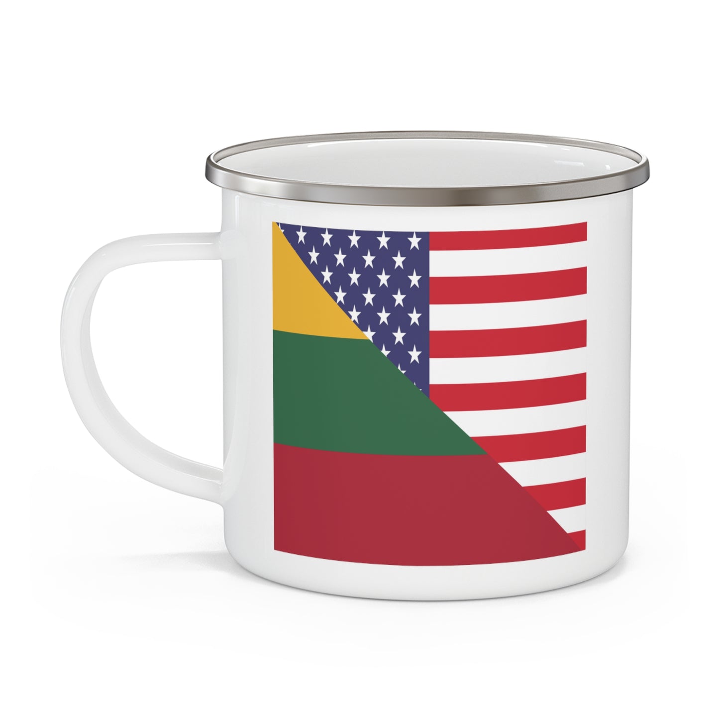 Lithuanian American Flag Lithuania USA 12oz Enamel Mug