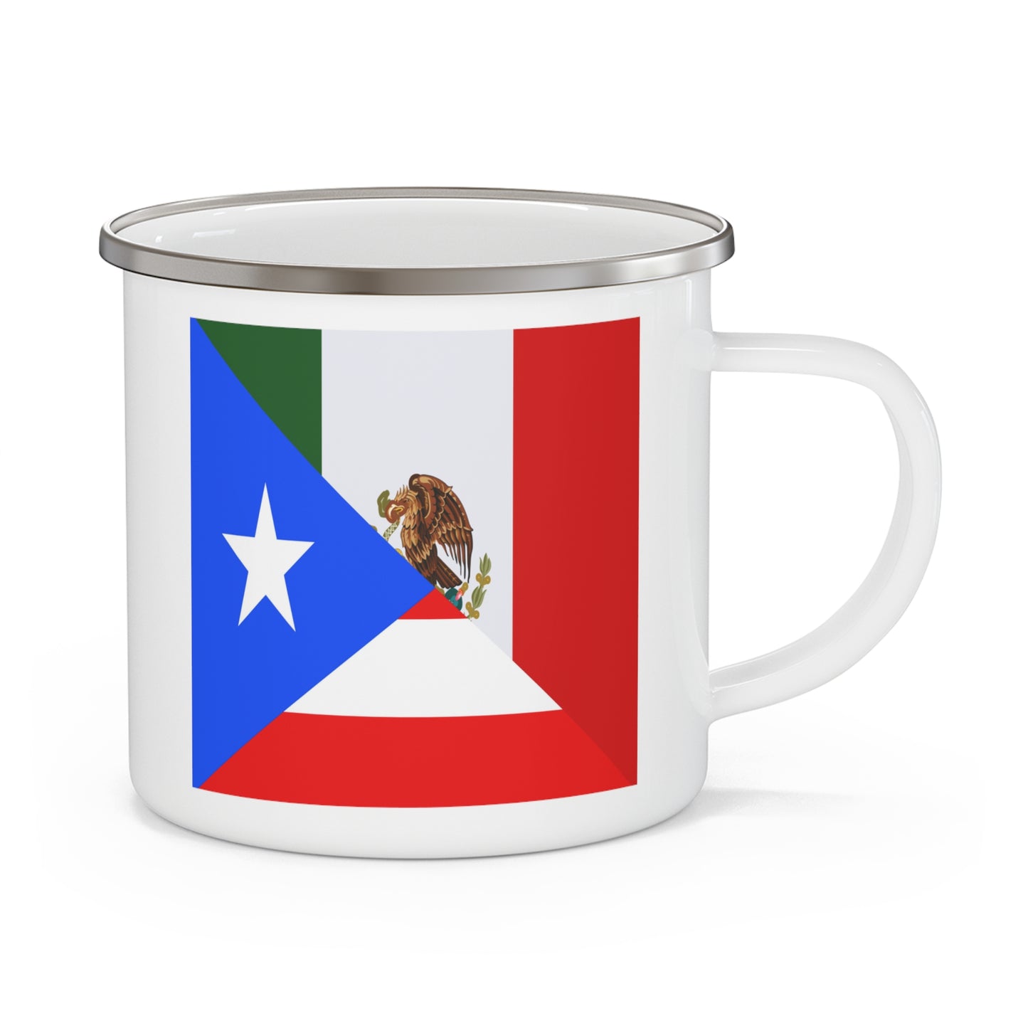 Puerto Rican Mexican Flag Half Mexico Puerto Rico 12oz Enamel Mug