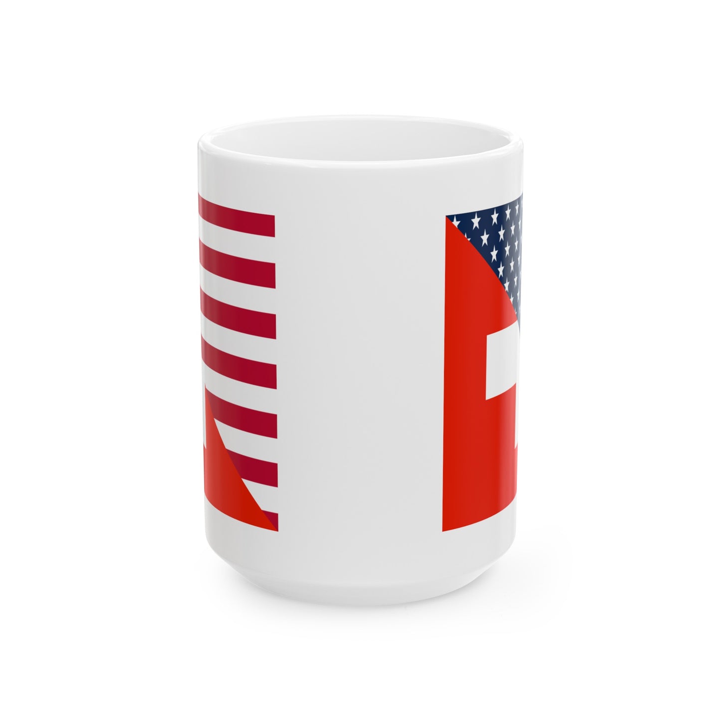 Swiss American Flag Switzerland USA Ceramic Mug 11oz, 15oz Cup