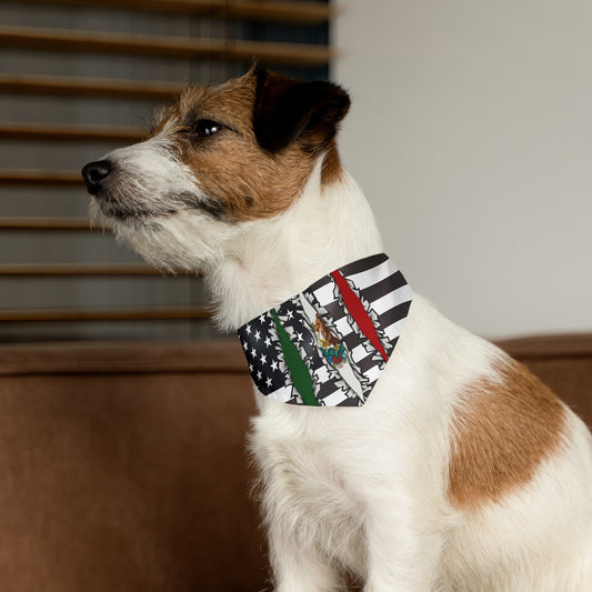 Mexican American Slashed Flag Pet Bandana Collar | USA US Mexico Dog Cat