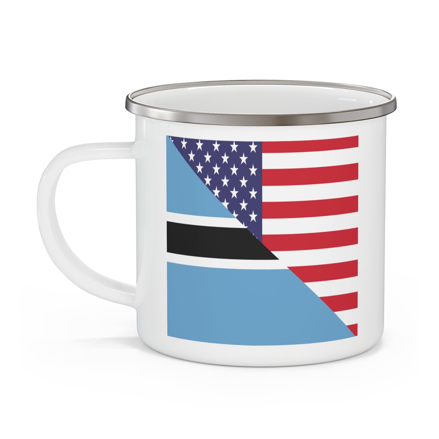 Botswana American Flag USA 12oz Enamel Mug