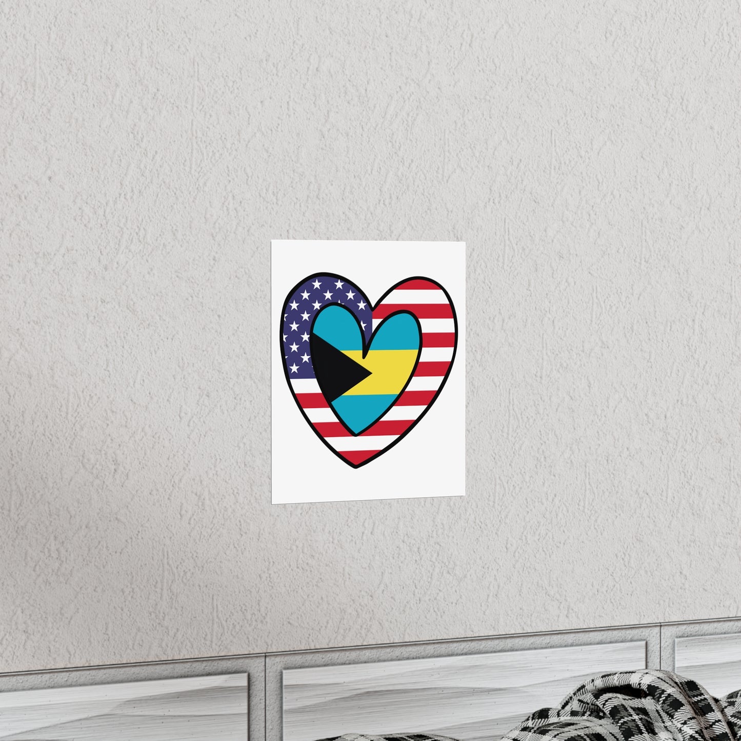 Bahamas American Heart Valentines Day Gift Half Bahamian USA Flag Premium Matte Poster