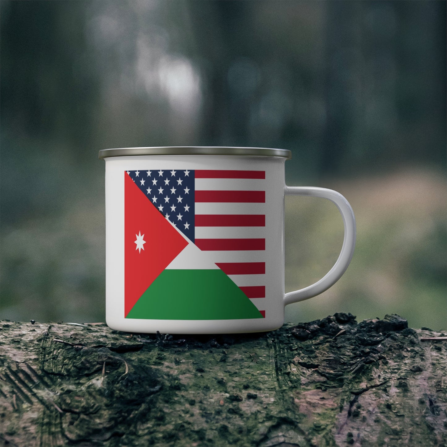 Jordan American Flag Half Jordanian USA 12oz Enamel Mug