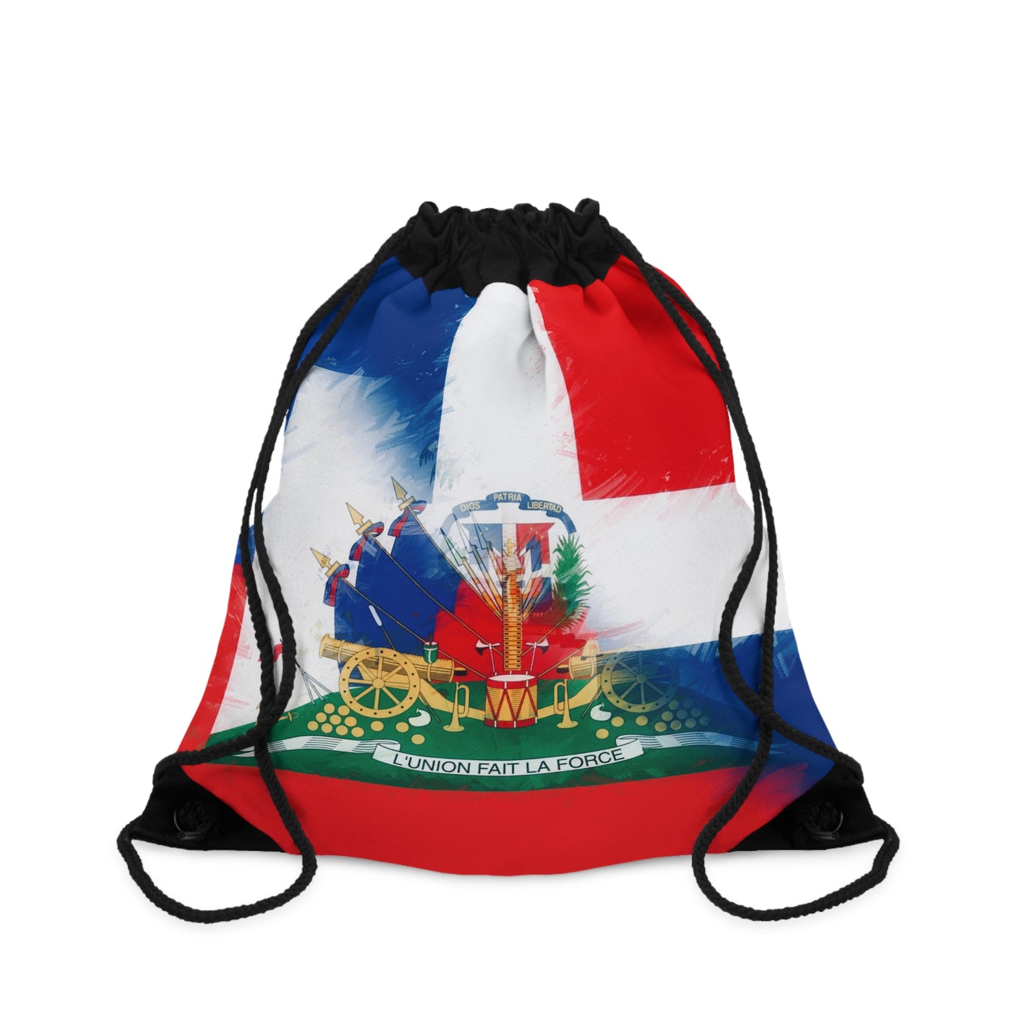 Haiti DR Flag Painted Haitian Dominican Drawstring Bag