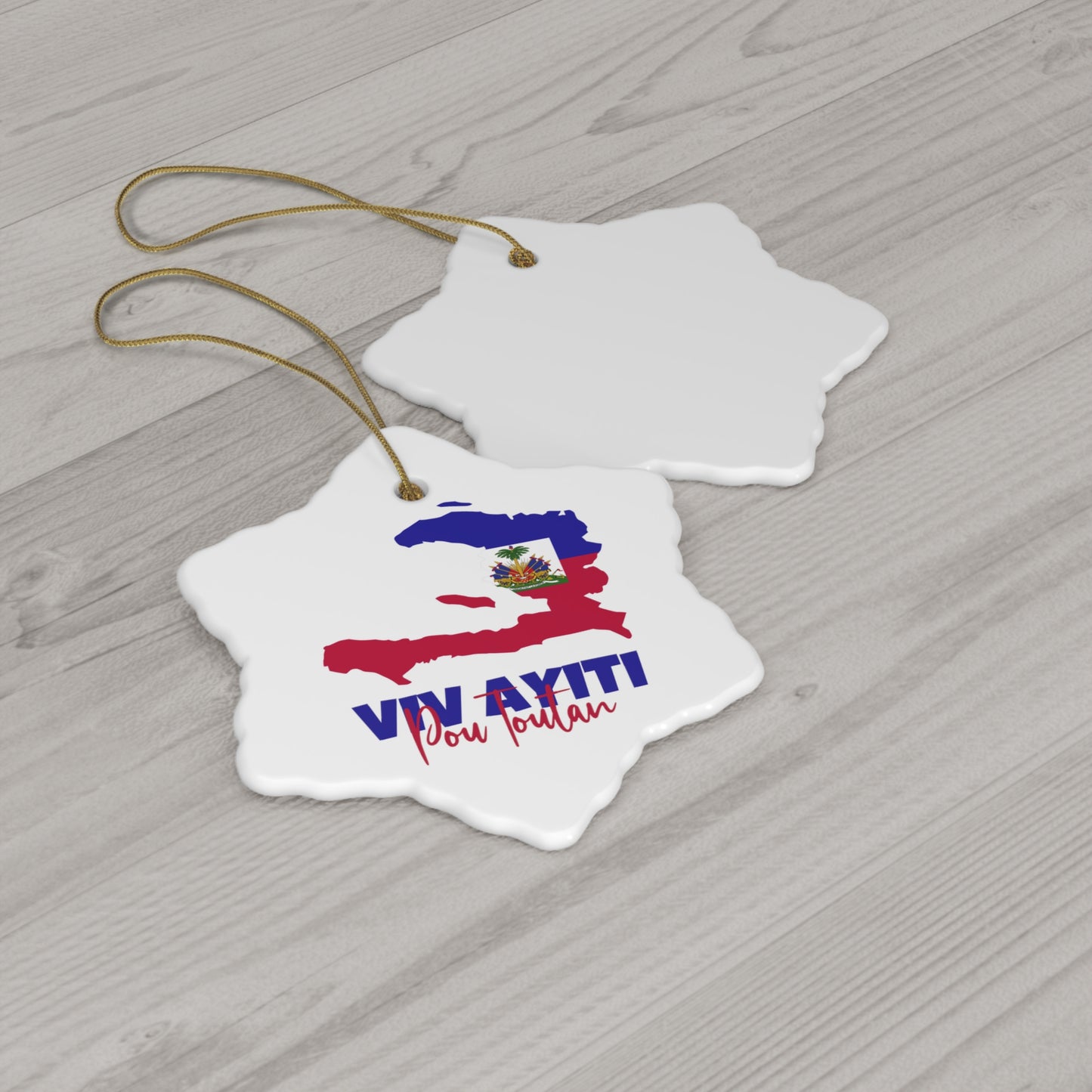 Viv Ayiti Pou Toutan Haitian Forever Haiti Ceramic Ornament | Christmas Tree Ornaments