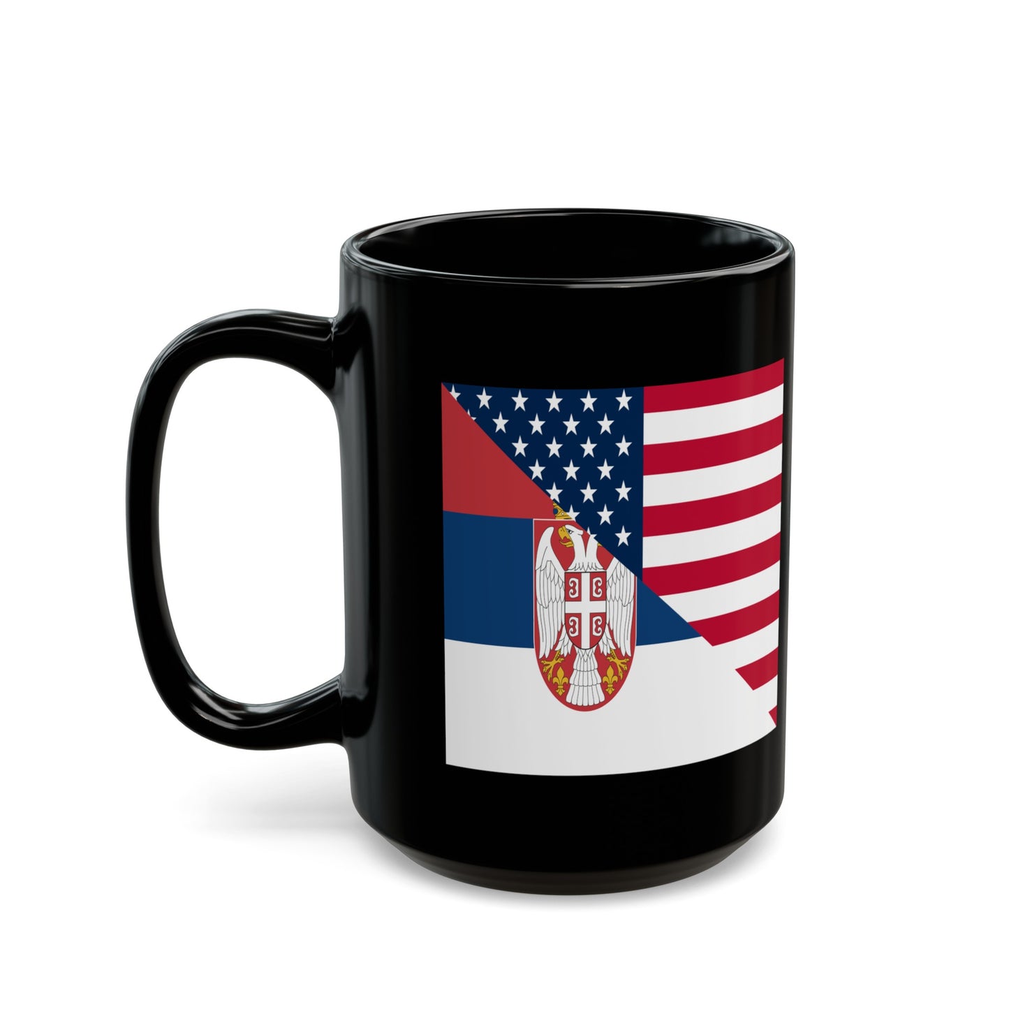 Serbian American Flag Half Serbia USA Black Mug (11oz, 15oz)