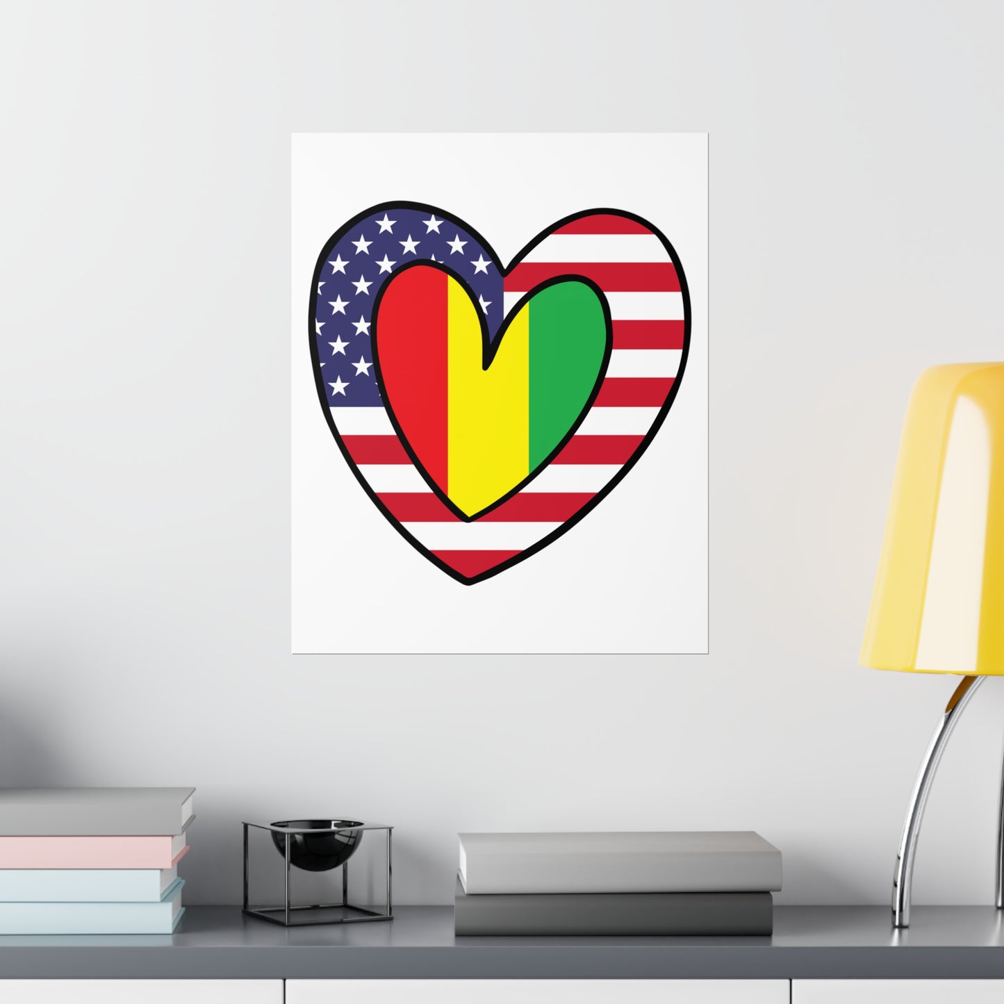 Guinean American Heart Valentines Day Wedding Gift Half Guinea USA Flag Premium Matte Poster