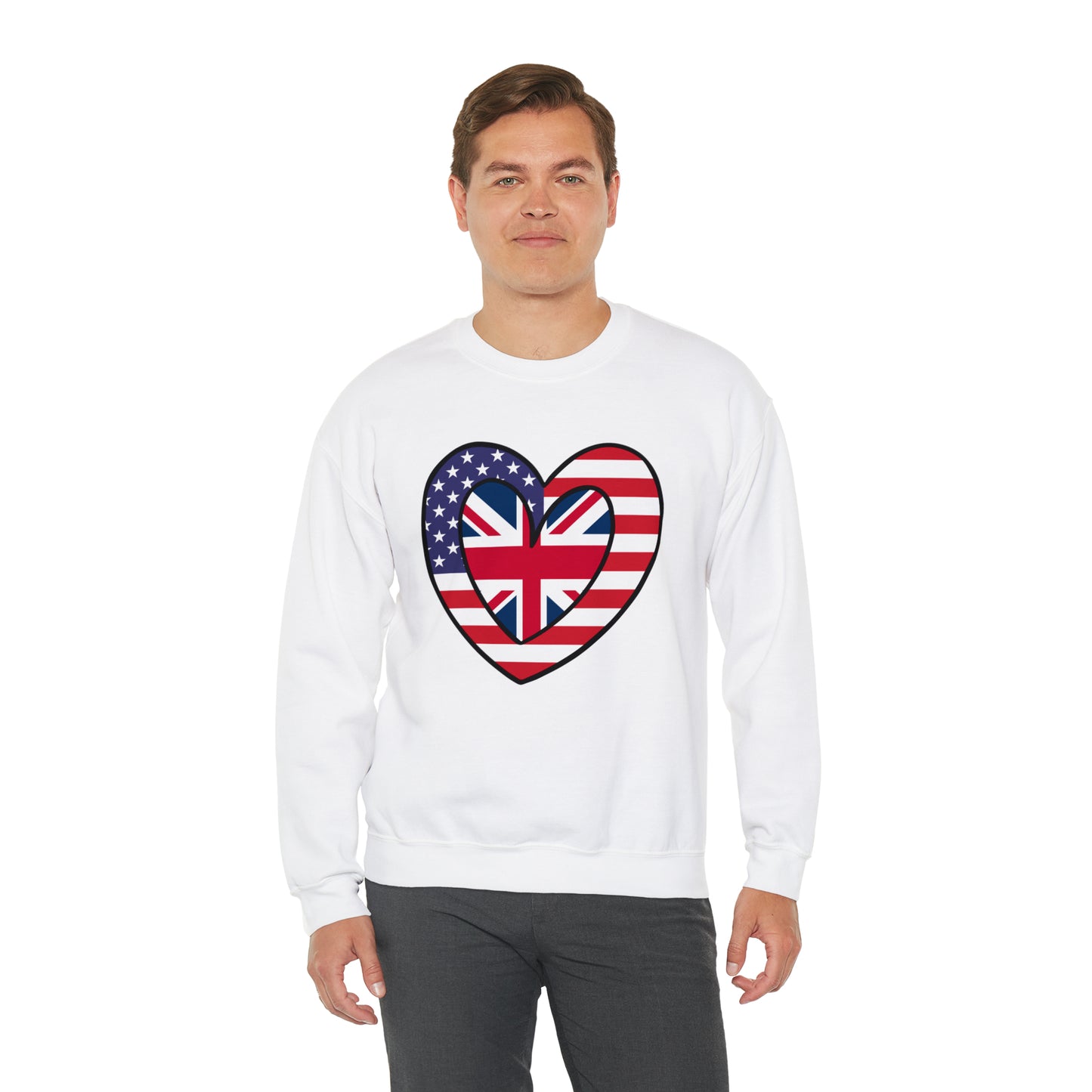 American UK Flag Inner Heart USA United Kingdom Unisex Sweatshirt