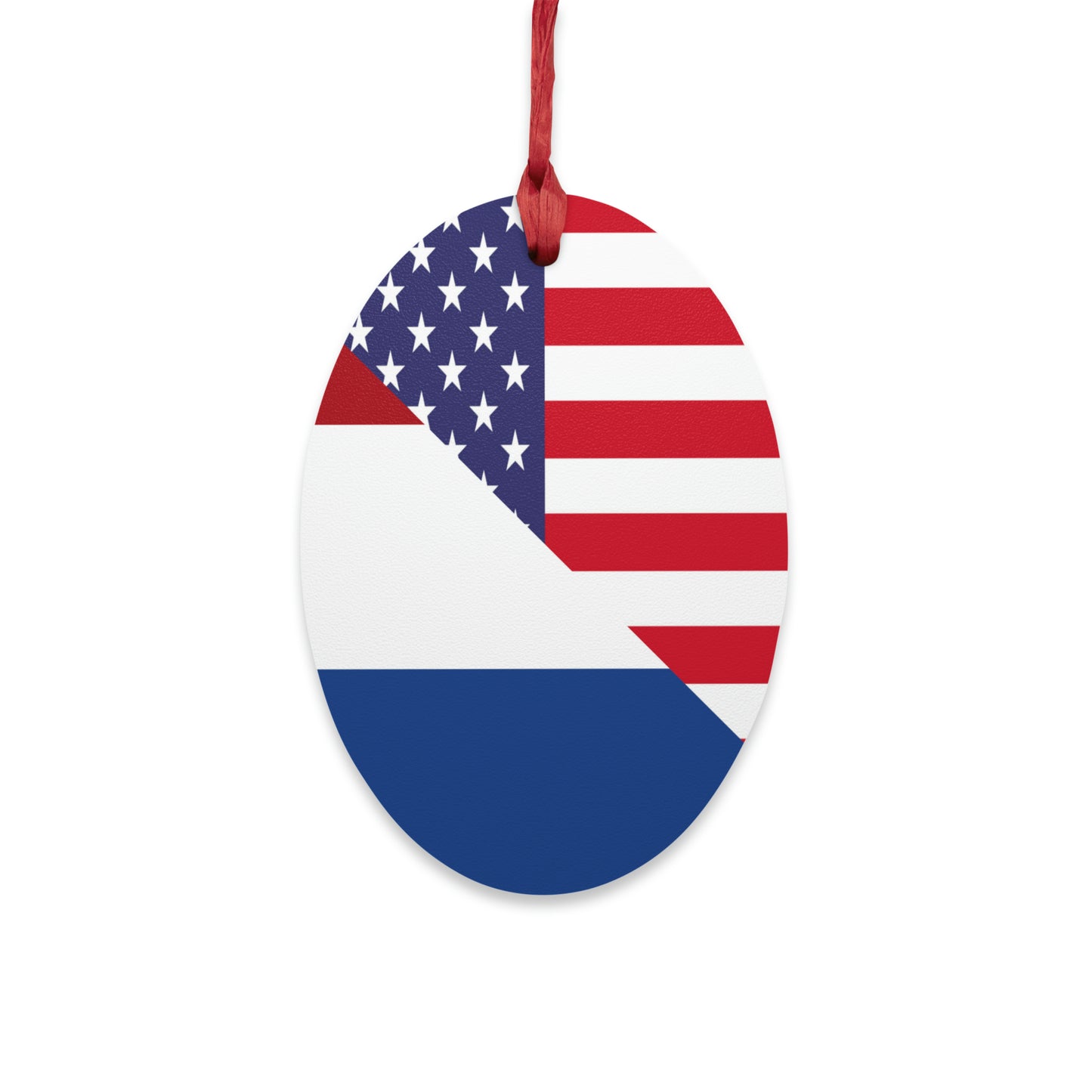 Netherlands American Flag USA Wooden Ornament