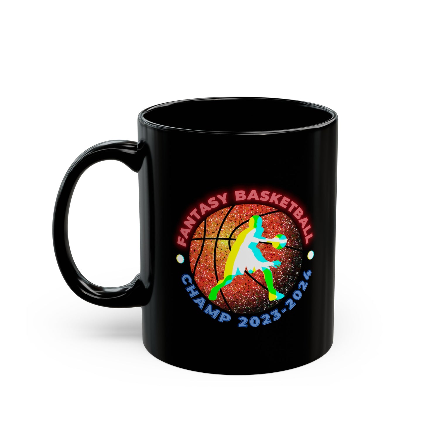 Fantasy Basketball Champ Retro 2023 2024 Champion Black Mug (11oz, 15oz)