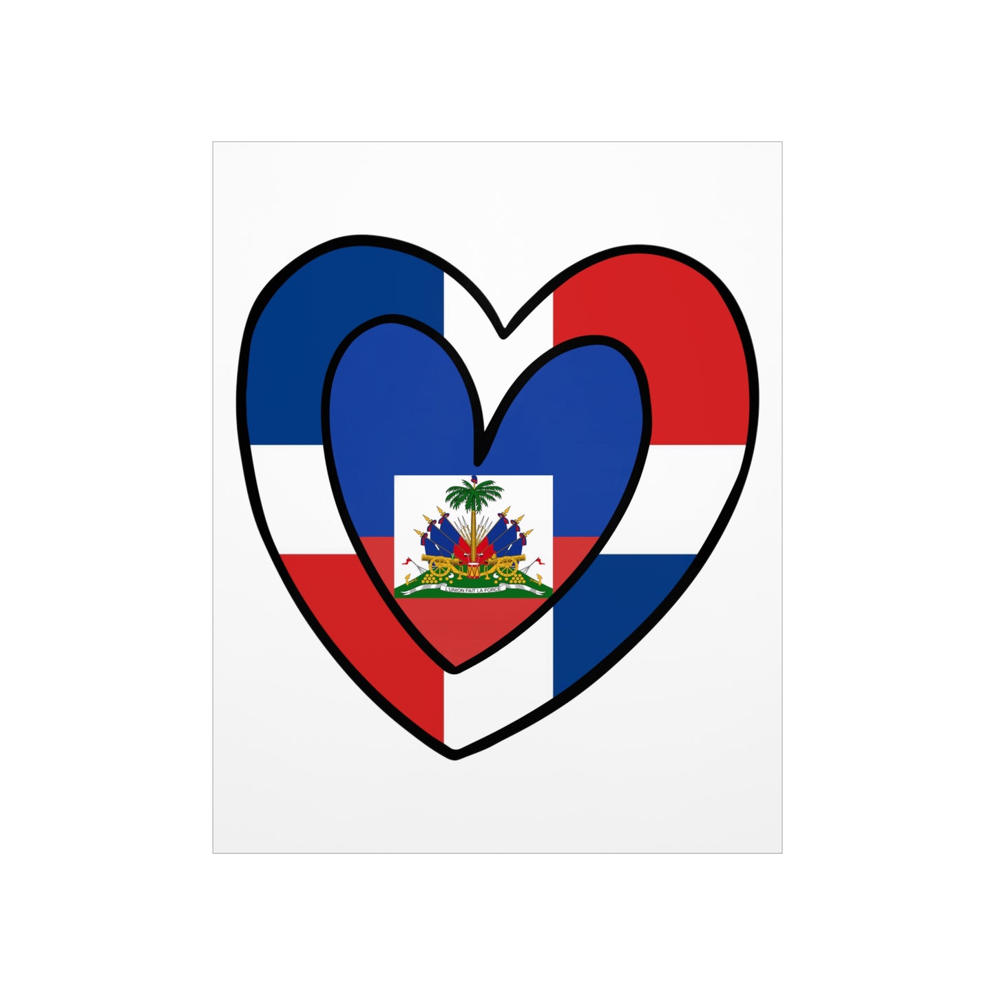 Dominican Haitian Flag Inner Heart DR Republic Haiti  Premium Matte Poster