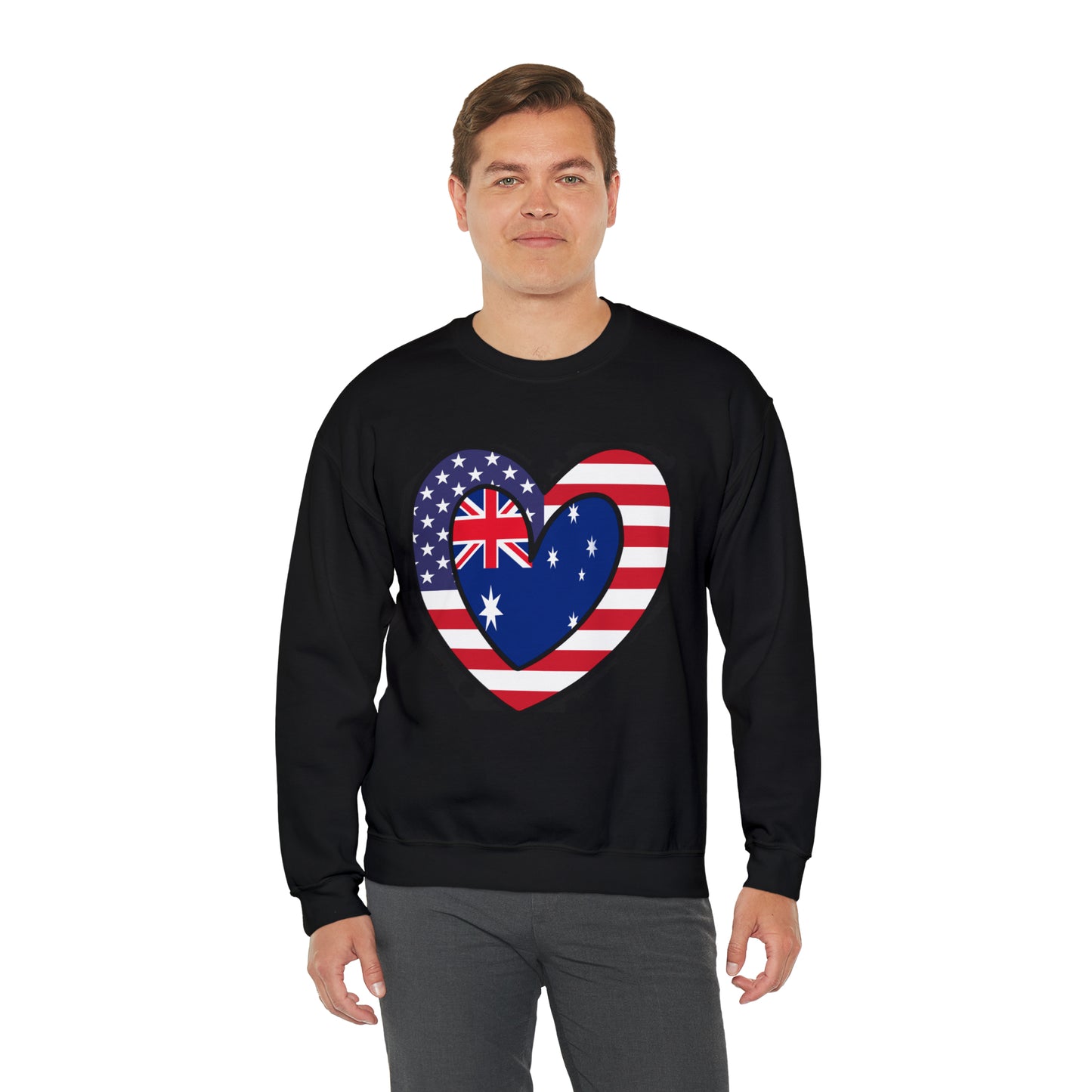 Australian American Heart Valentines Day Gift Half Australia USA Flag Unisex Sweatshirt