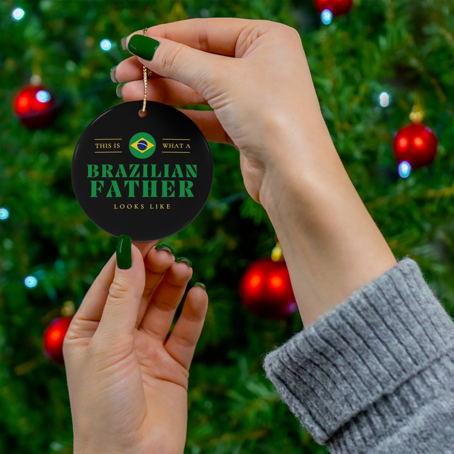 Brazilian Dad Looks Like Brazil Father Ceramic Ornament | Christmas Tree Ornaments