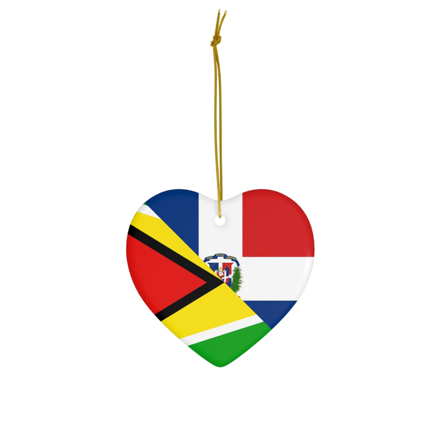 Guyanese Dominican Flag Guyana DR Ceramic Ornament | Christmas Tree Ornaments