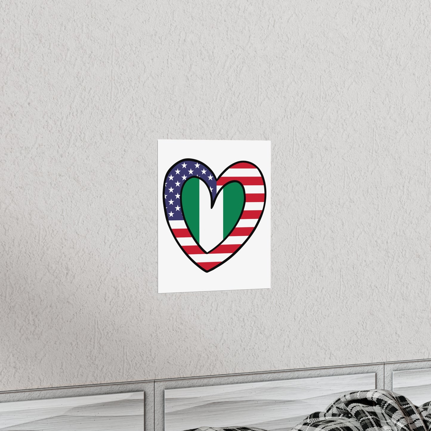 American Nigerian Flag Inner Heart USA Naija Nigeria Premium Matte Poster