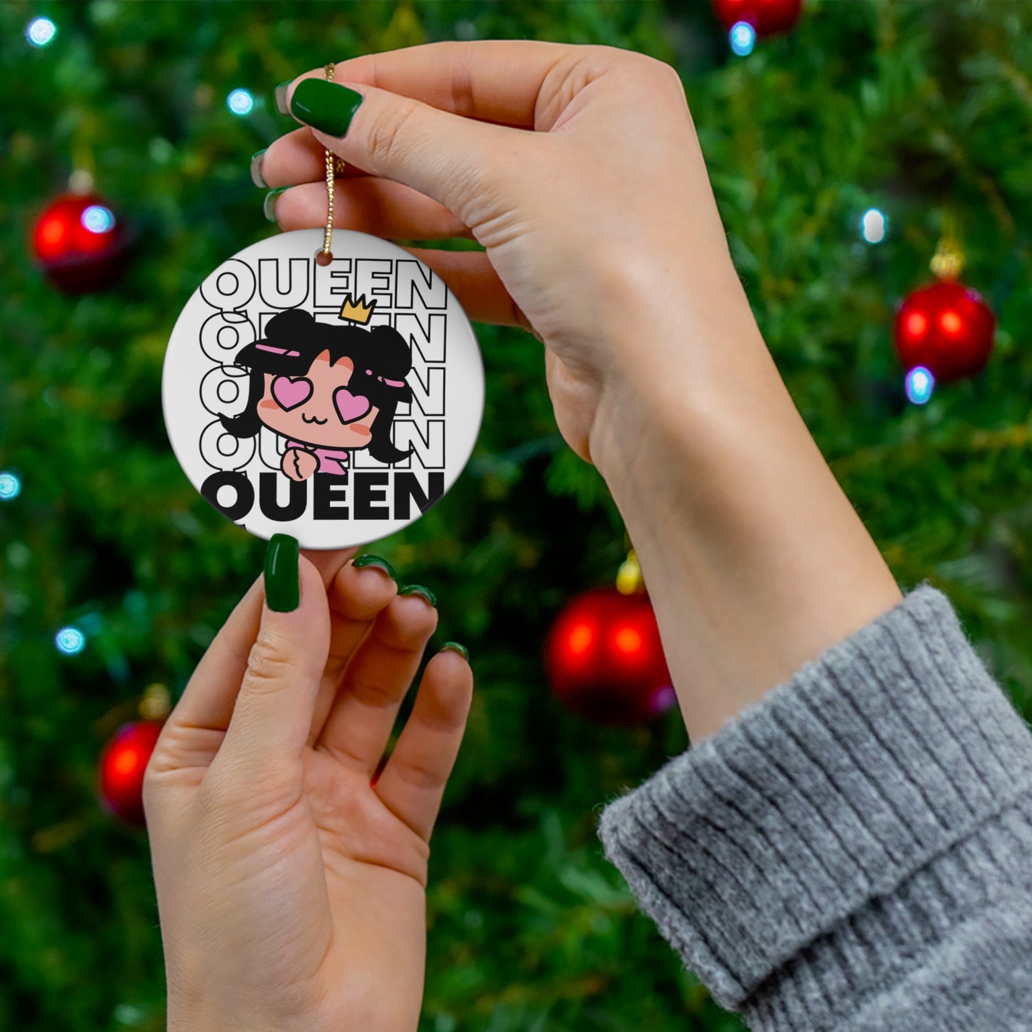 Anime Queen Royalty Crown Ceramic Ornament | Christmas Tree Ornaments