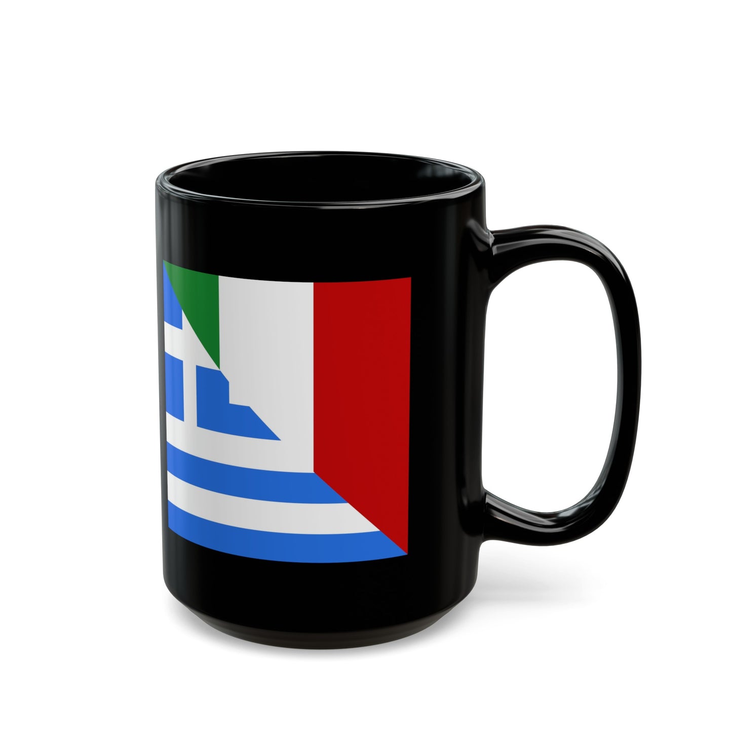 Greek Italian Flag Half Greece Italy Black Mug (11oz, 15oz)