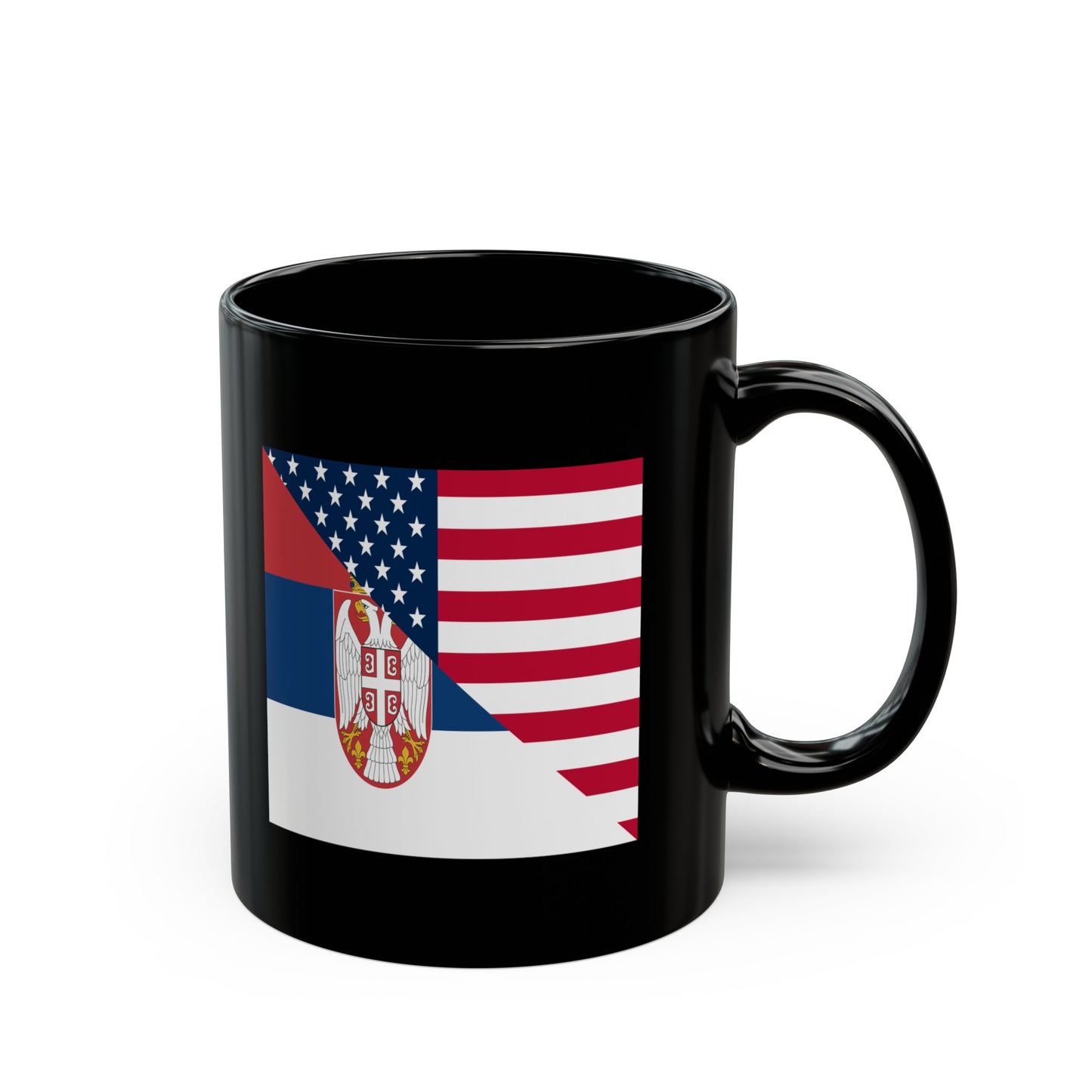 Serbian American Flag Half Serbia USA Black Mug (11oz, 15oz)